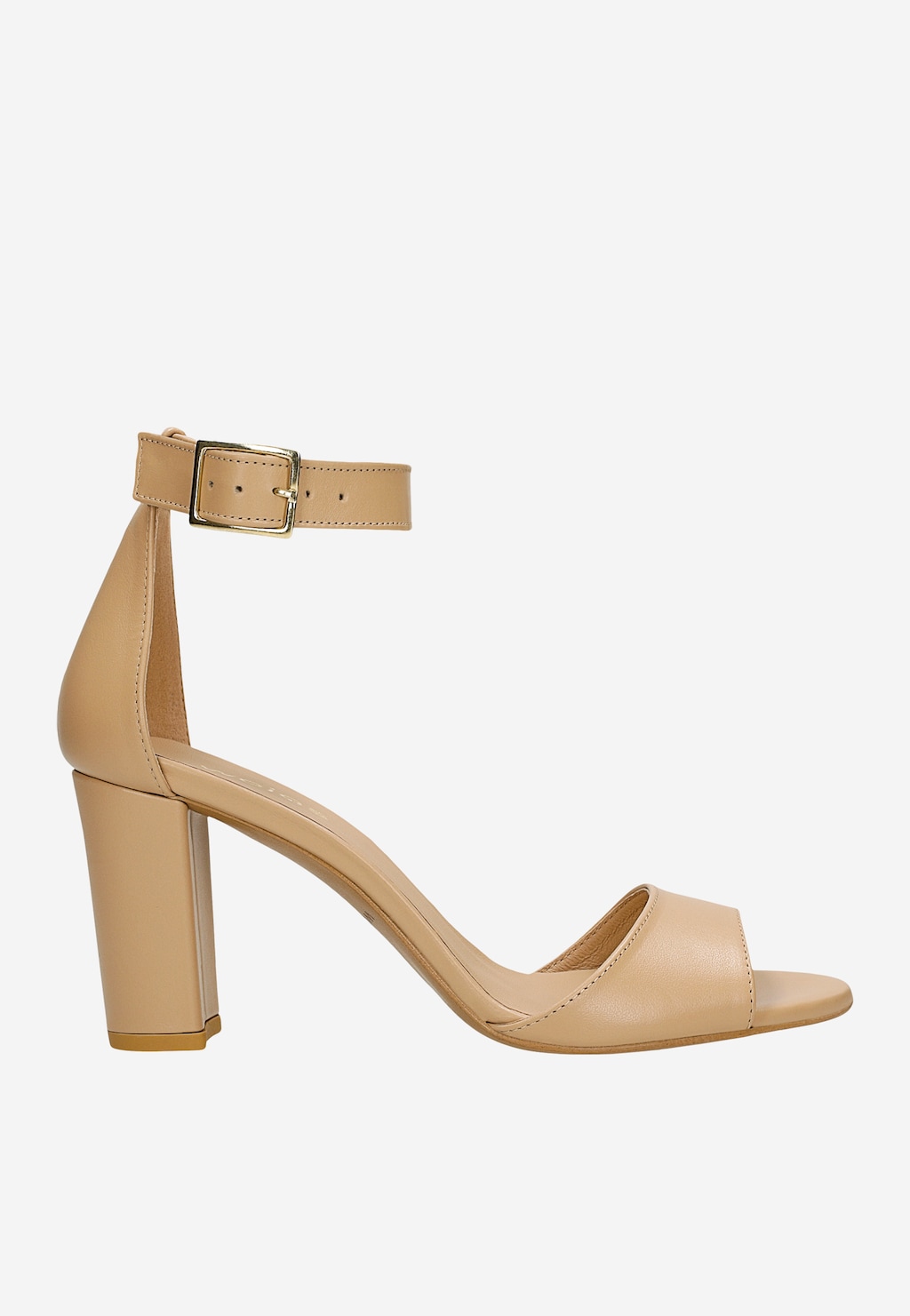 Beige Damen-Ledersandalen mit Blockabsatz 76246-54 Widok 2