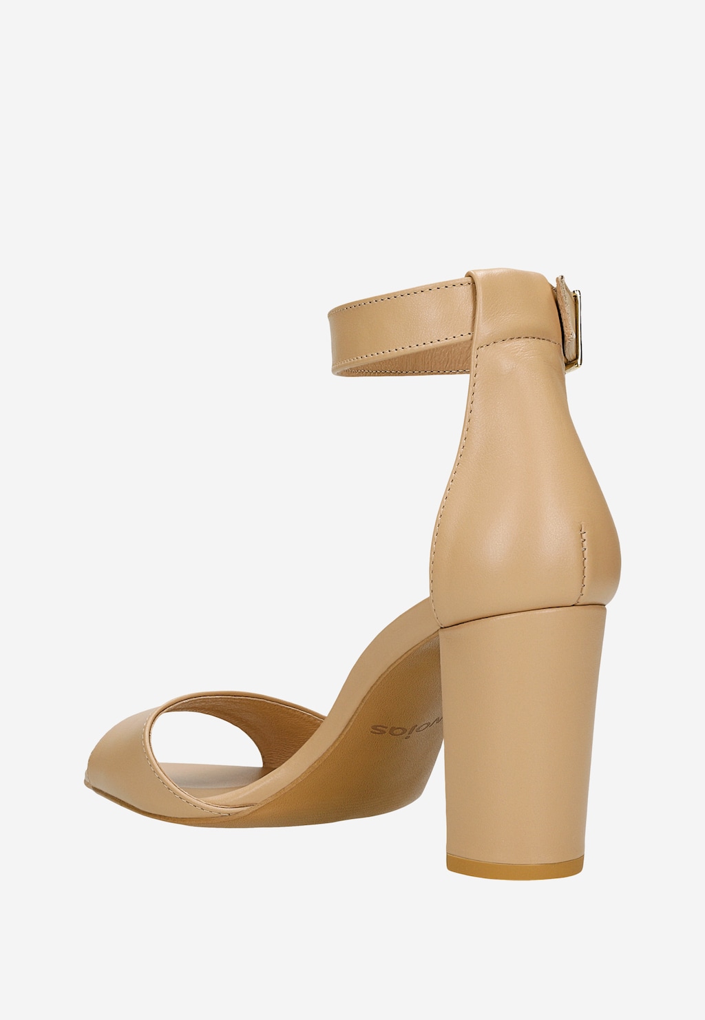 Beige Damen-Ledersandalen mit Blockabsatz 76246-54 Widok 4