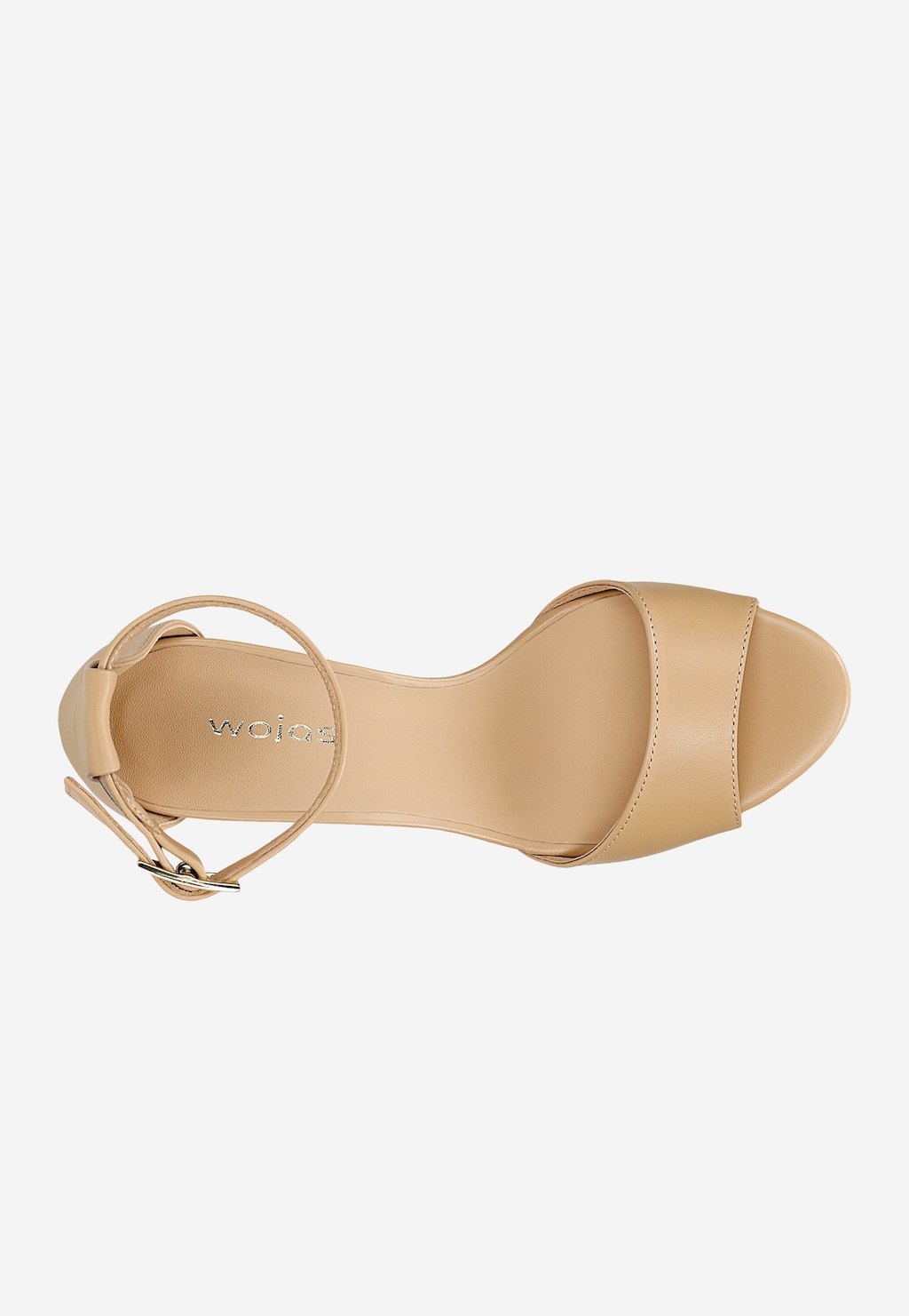 Beige Damen-Ledersandalen mit Blockabsatz 76246-54 Widok 5