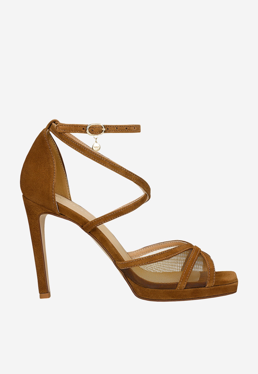 Braune Damen-Sandalen mit Mesh auf hohem Stiletto-Absatz 76256-82 Widok 2