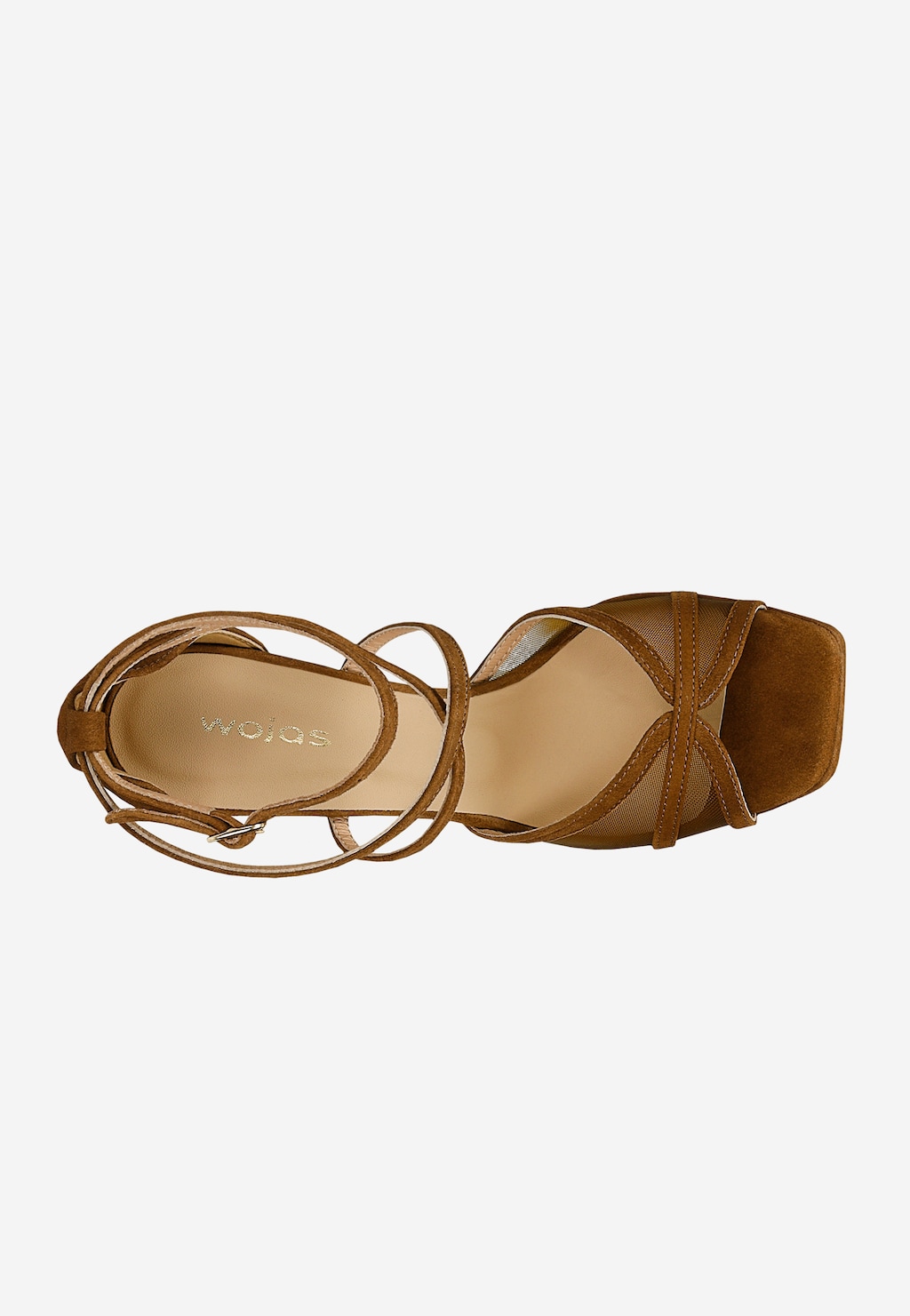Braune Damen-Sandalen mit Mesh auf hohem Stiletto-Absatz 76256-82 Widok 5