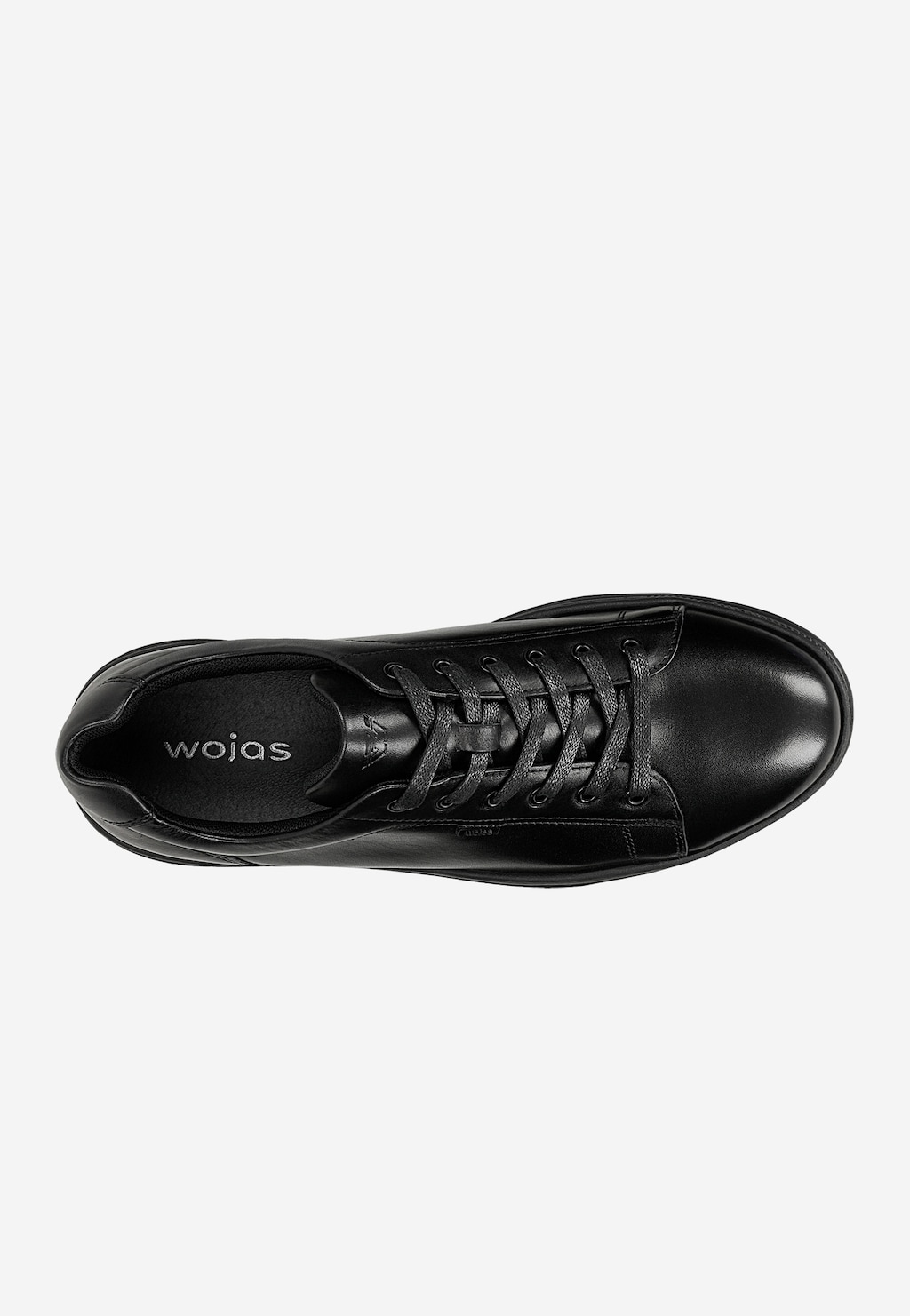 Wojas ciemnobrązowe trampki męskie ze skóry model 10322-51, widok z góry, czarne sznurowane, gładka cholewka