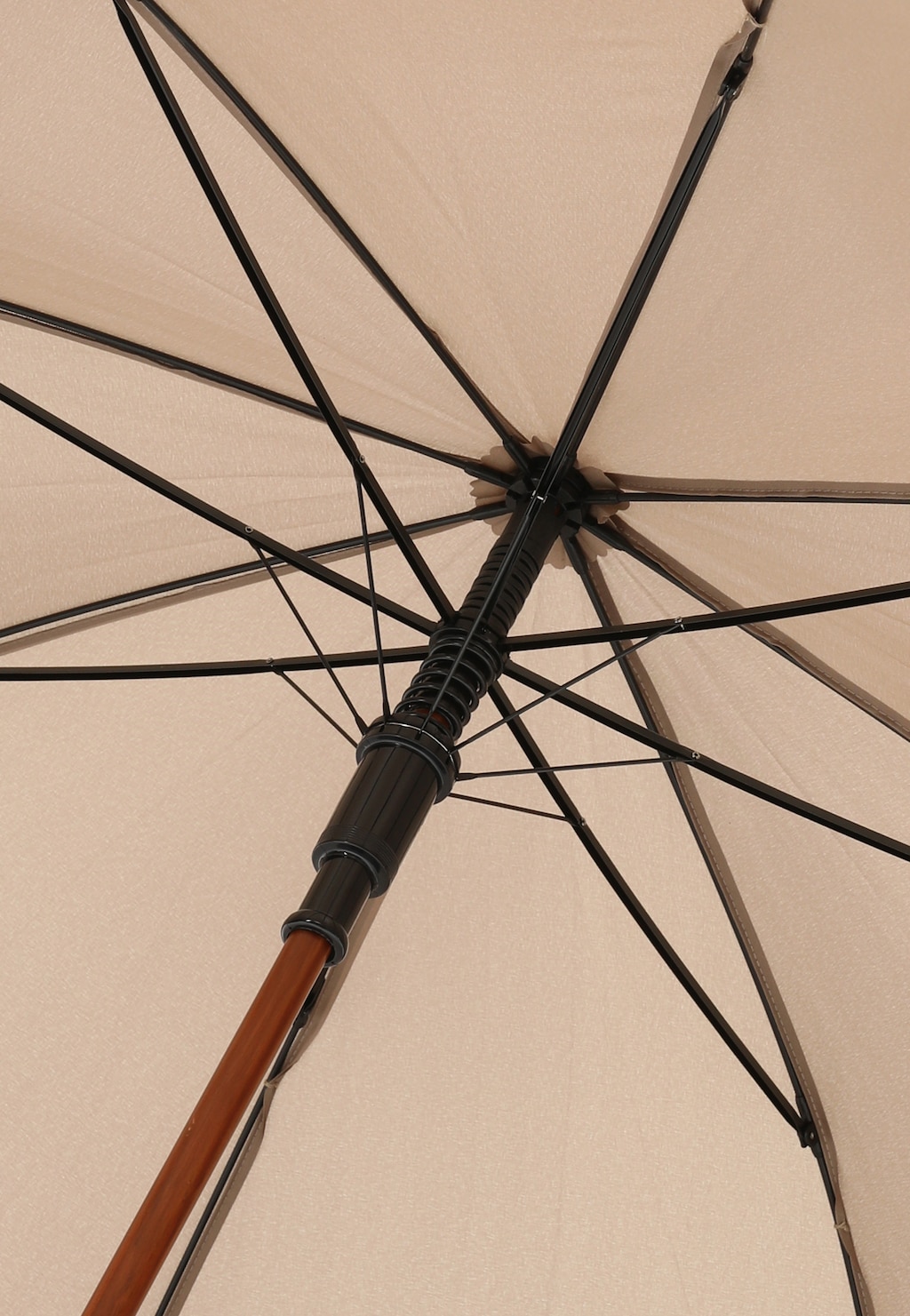 Duży beżowy parasol z drewnianą rączką 96707-14 Widok 3
