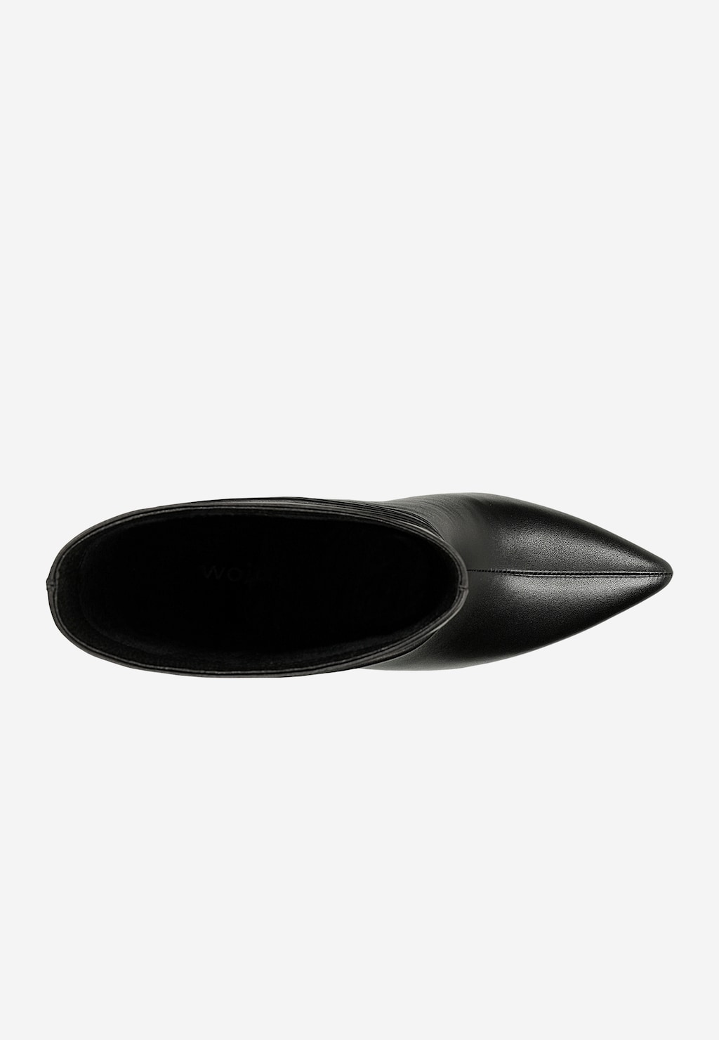 Wojas czarne botki damskie na szpilce 55399-51 – widok z góry, spiczasty nosek, gładka skóra naturalna, elegancki design