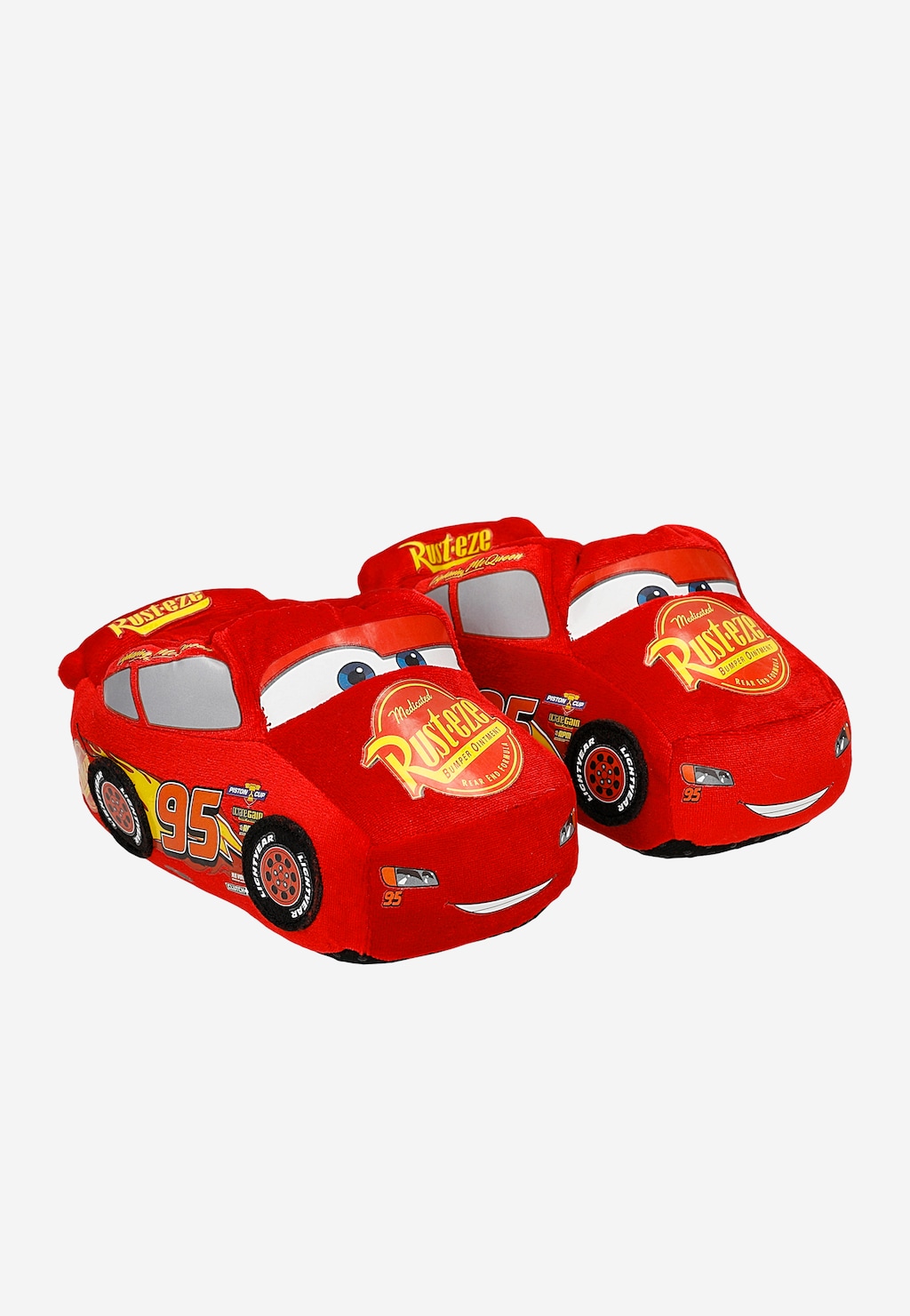 Bartek dziecięce czerwone kapcie 3D w kształcie Zygzaka McQueena z bajki CARS, model 87856-45, z logo Rust-eze i numerem 95.