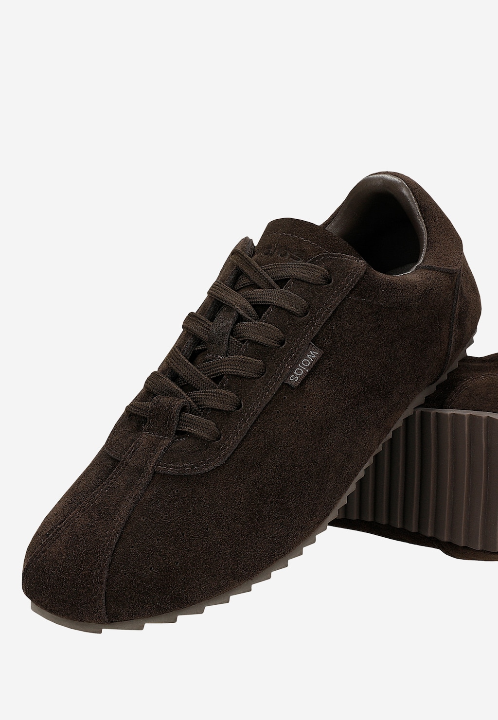 Sneakersy damskie z zamszową cholewką w kolorze gorzkiej czekolady 46415-62 Widok 6