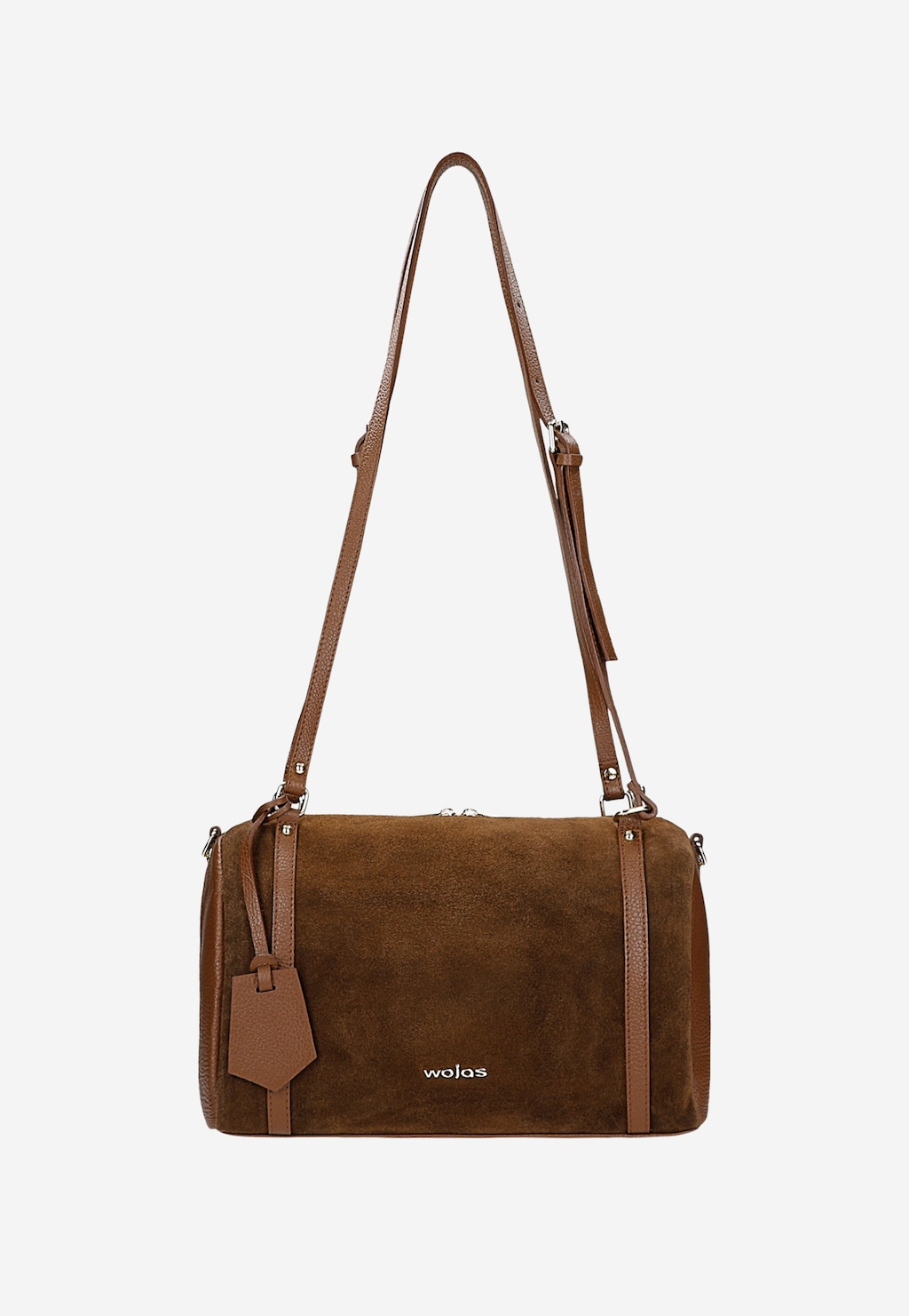 Brązowa torebka damska bowling bag z łączonych skór 80523-73 Widok 1