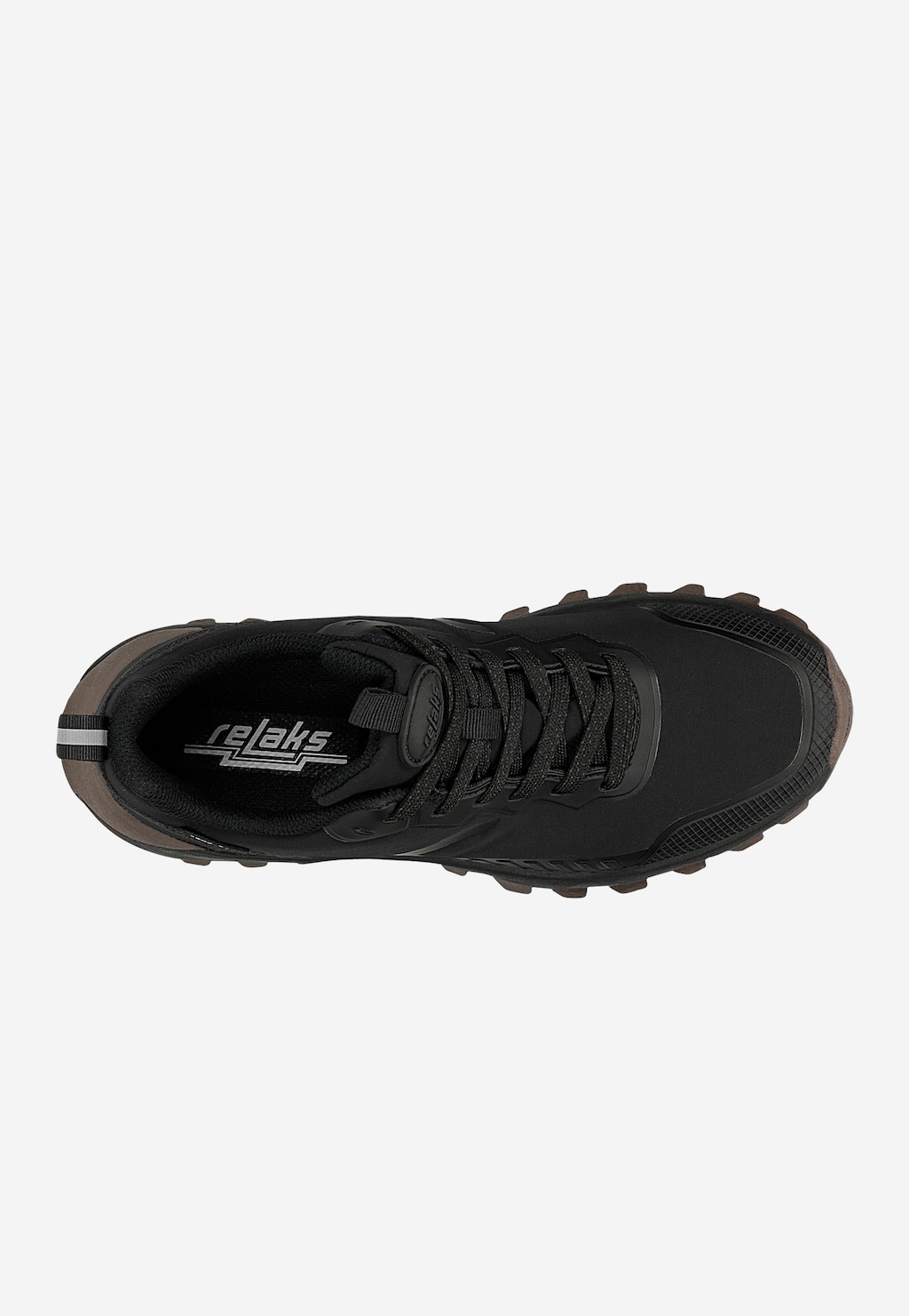 Czarne sneakersy trailowe RELAKS z bieżnikowaną podeszwą i membraną nano-TEX R34214-11 Widok 4