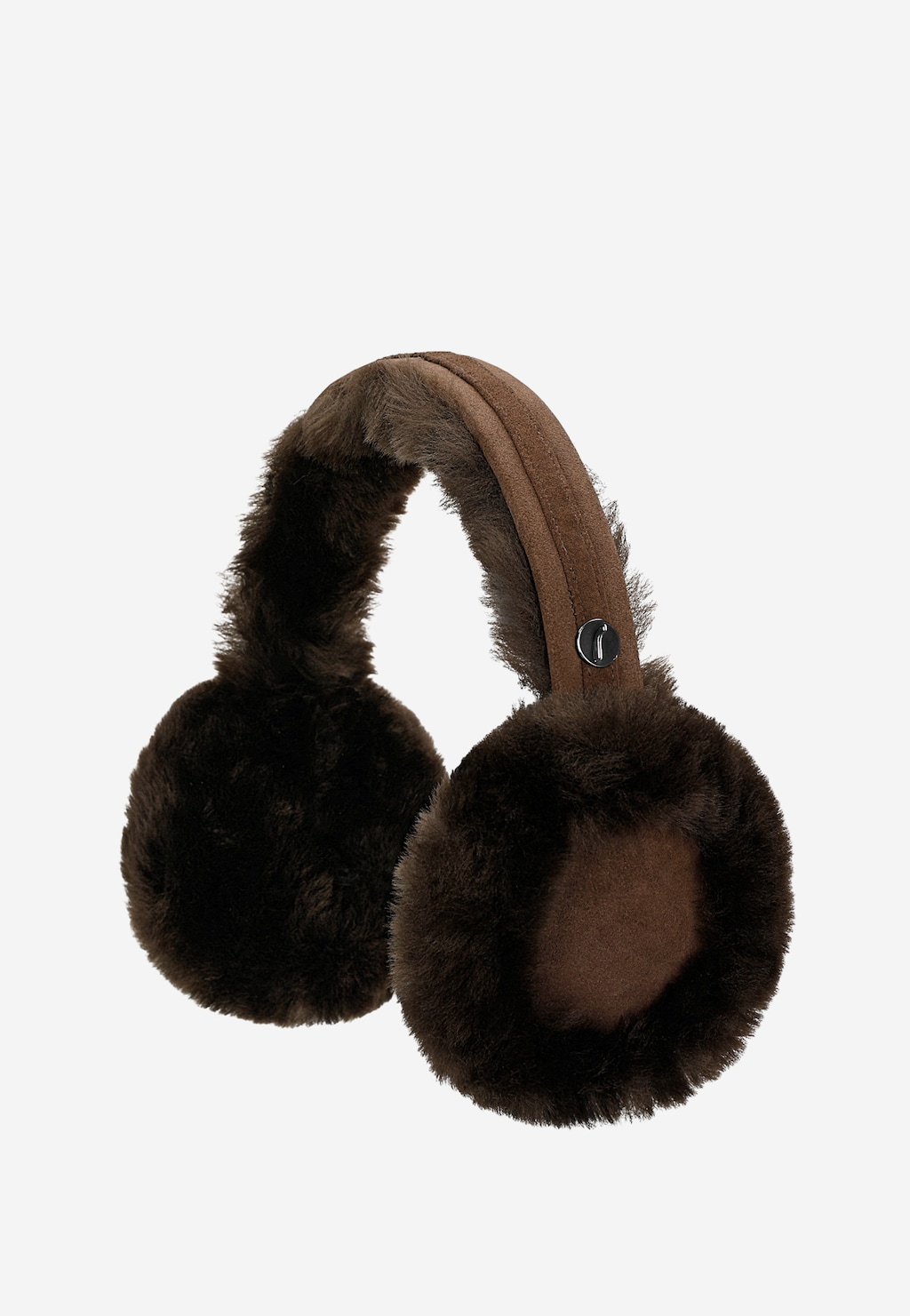 Czekoladowe puchate nauszniki RELAKS z wełny merino R96040-62 Widok 1