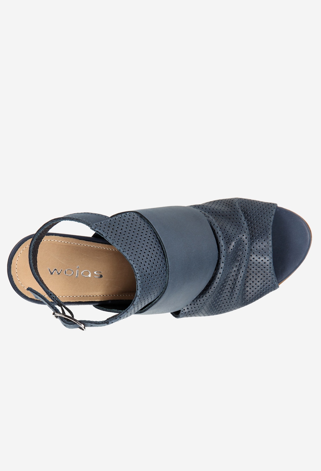 Granatowe sandały damskie na słupku z ozdobnym marszczeniem 6794-56 Widok 4