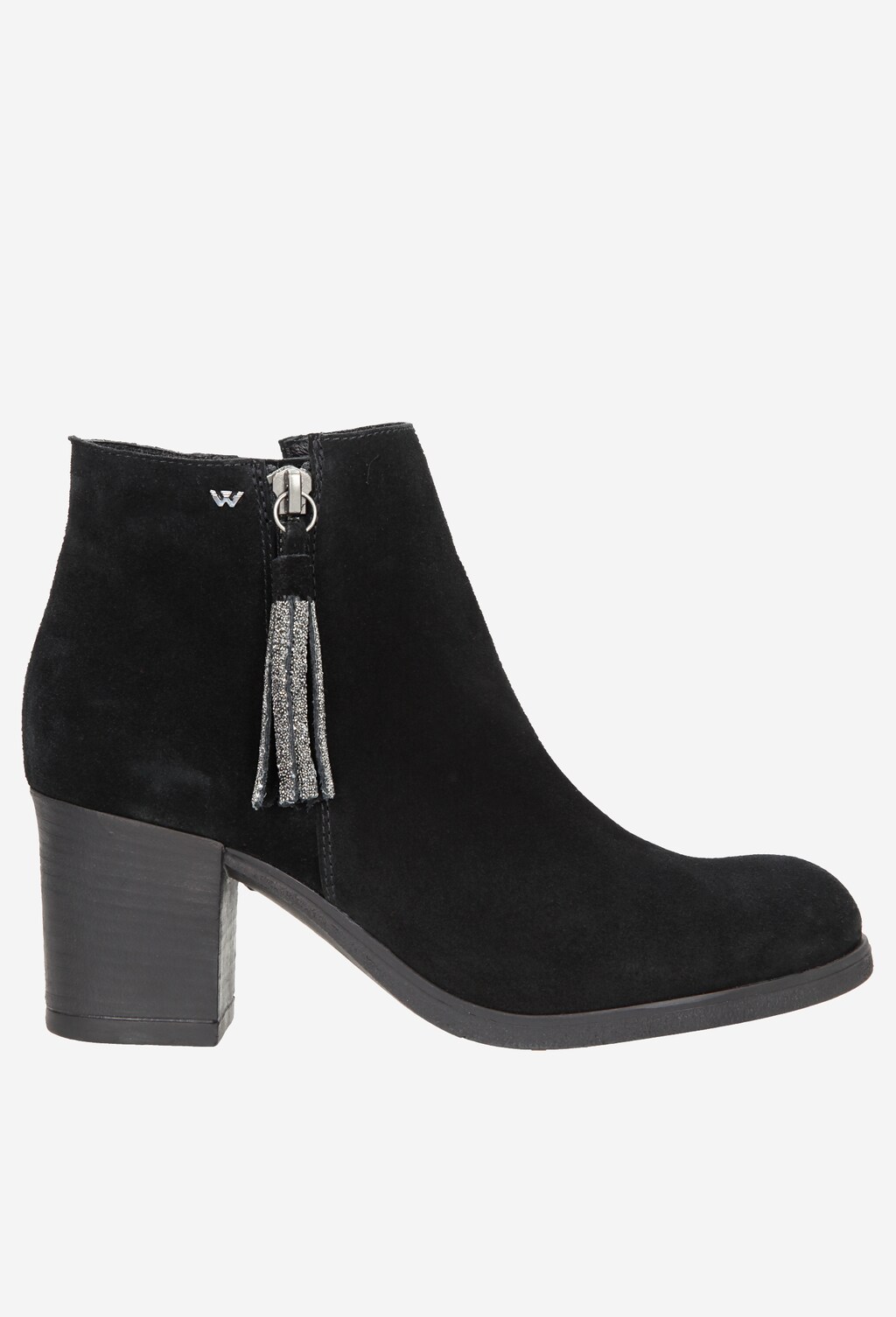 Czarne botki damskie ze srebrnymi frędzlami 6573-61 Widok 2