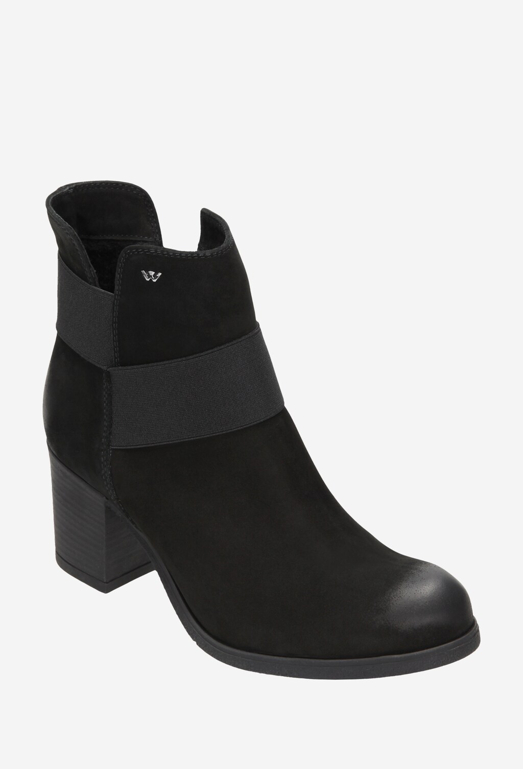 Czarne wsuwane botki damskie na słupku 7589-21 Widok 3
