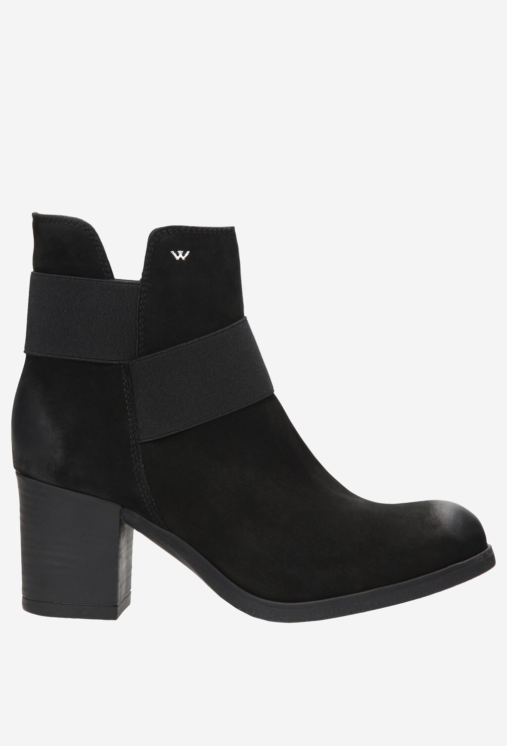 Czarne wsuwane botki damskie na słupku 7589-21 Widok 2