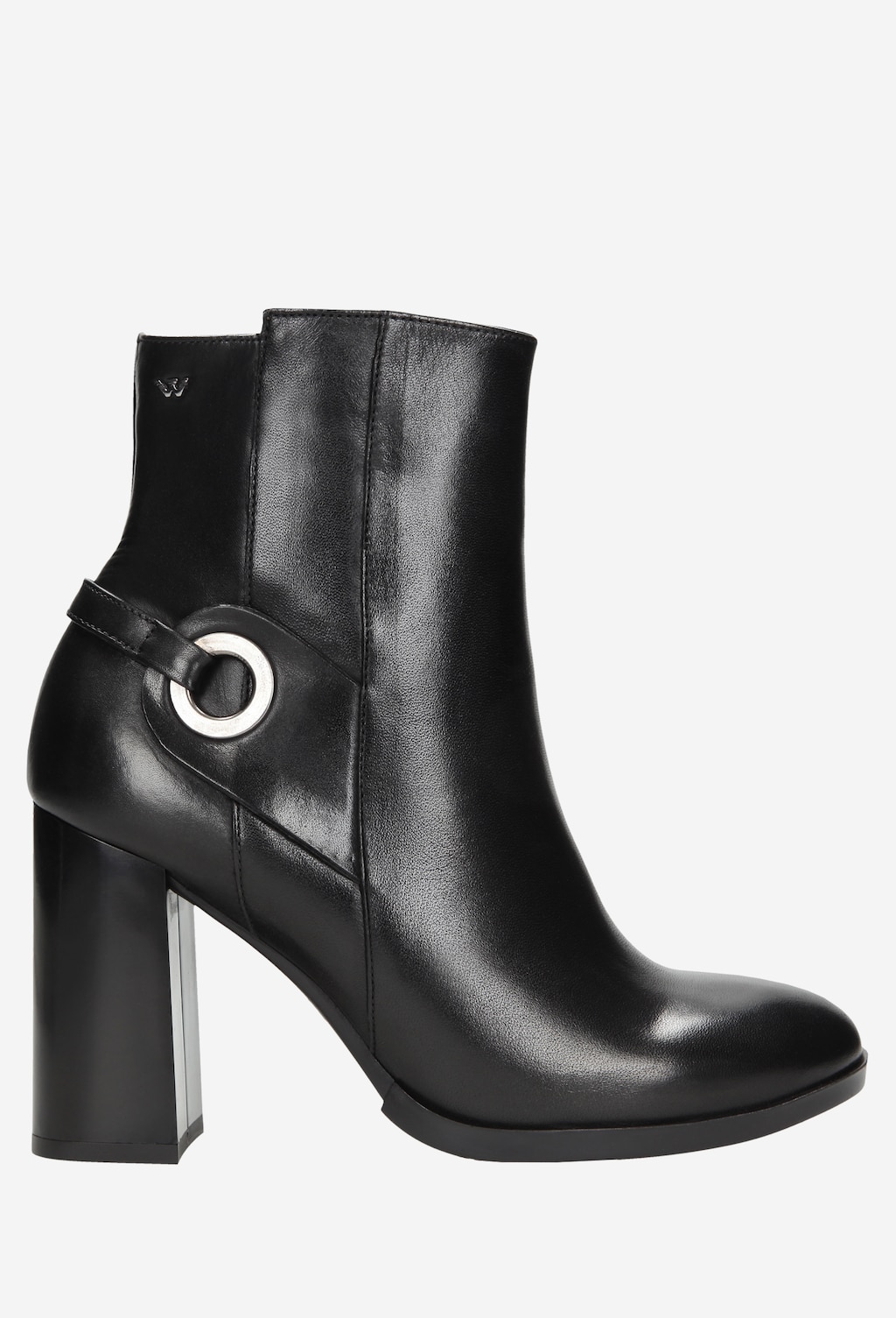 Czarne botki damskie na słupku 7585-51 Widok 1