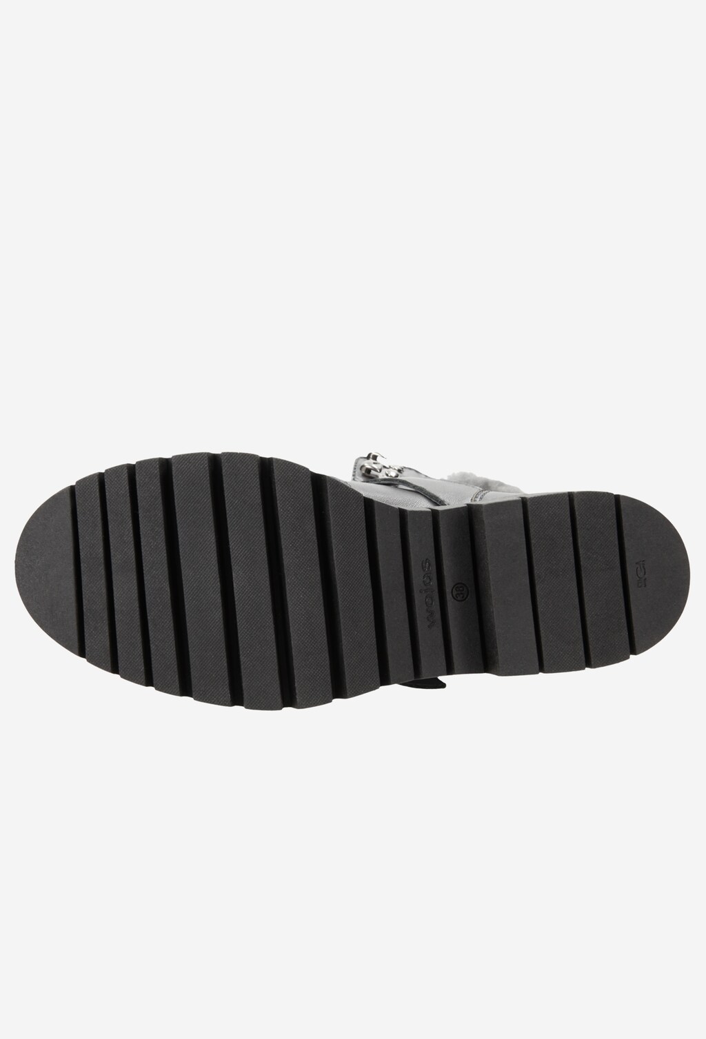 Popielate trzewiki damskie z futerkiem i klamrą 7678-50 Widok 5