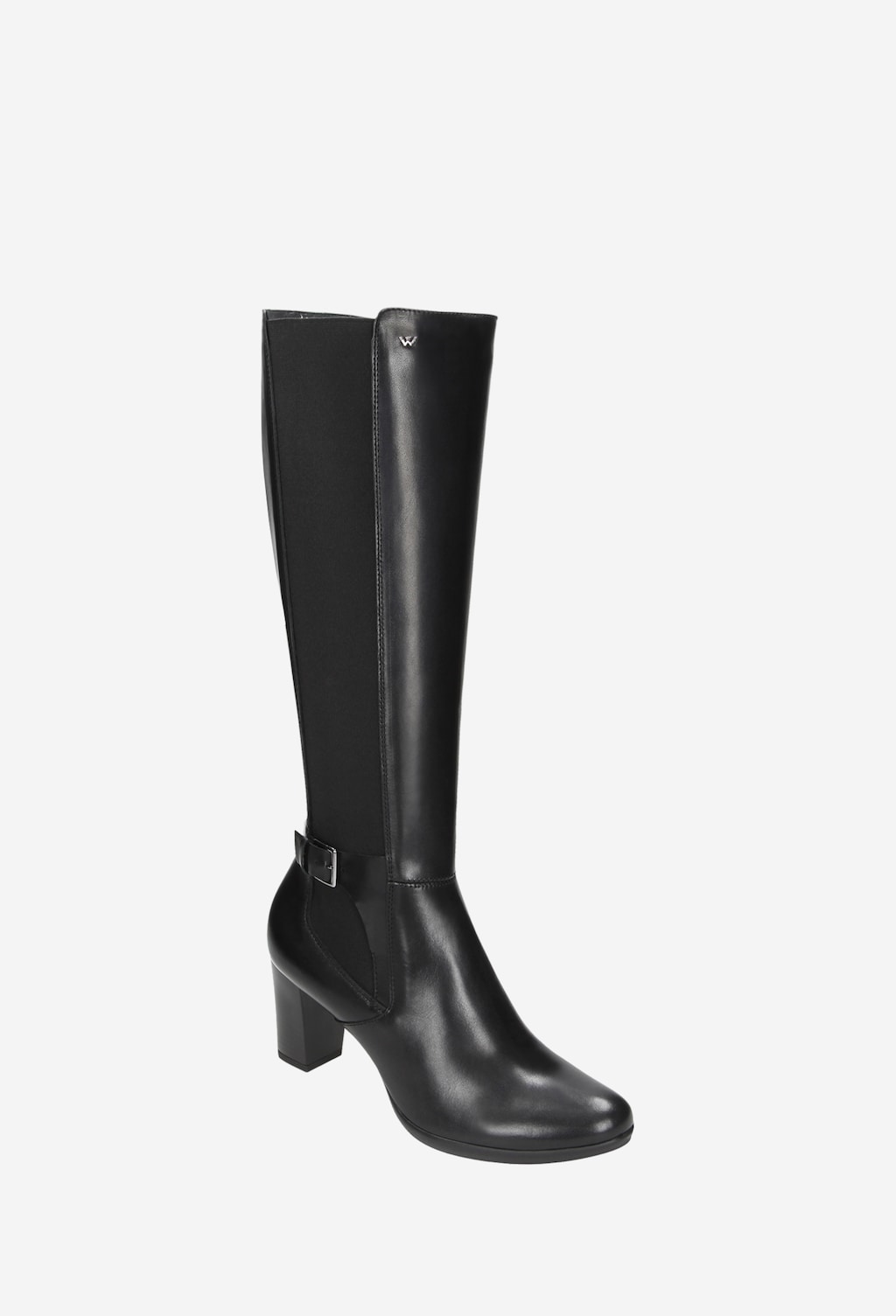 Czarne kozaki damskie na słupku z ozdobną klamrą 7731-51 Widok 2