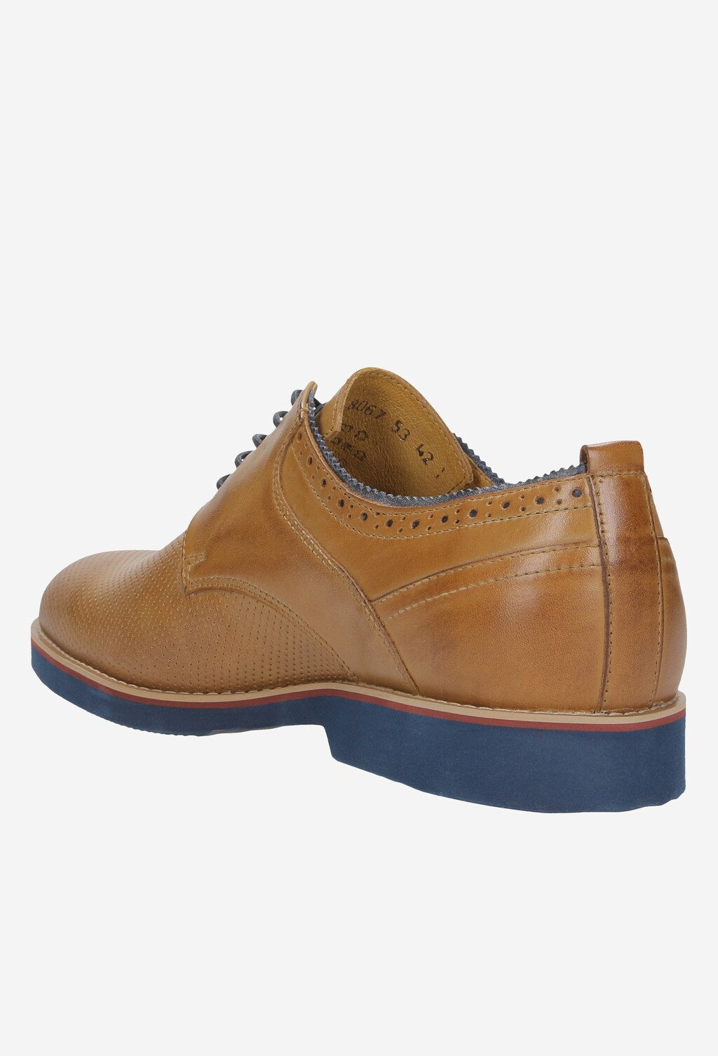 Eleganckie Jasnobrązowe Półbuty Męskie z Granatową Podeszwą 8067-53 Widok 3