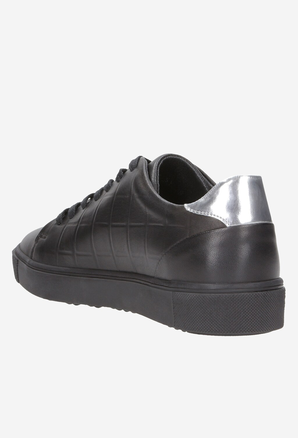 Czarne półbuty damskie ze srebrną wstawką 8486-51 Widok 4