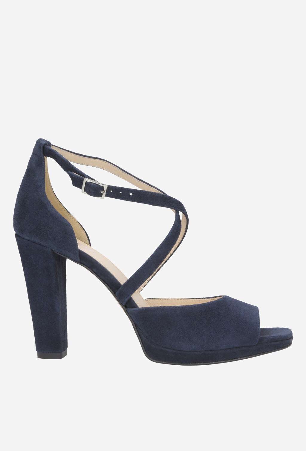 Granatowe sandały damskie ze skóry welurowej 8782-66 Widok 1