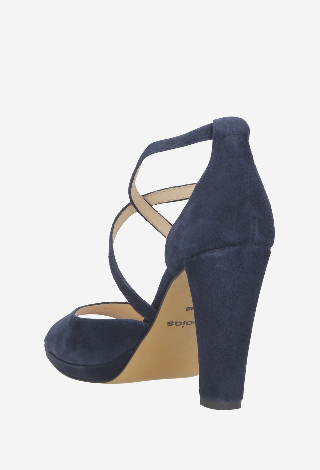 Granatowe sandały damskie ze skóry welurowej 8782-66 Widok 3