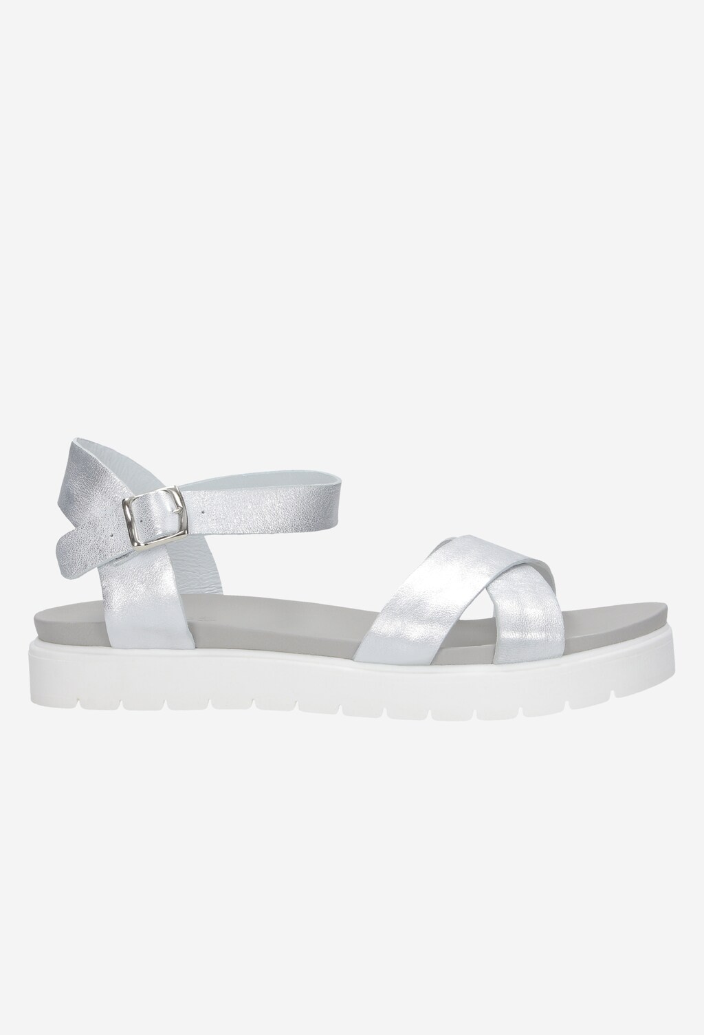 Srebrne komfortowe sandały damskie na białej podeszwie 8823-50 Widok 1
