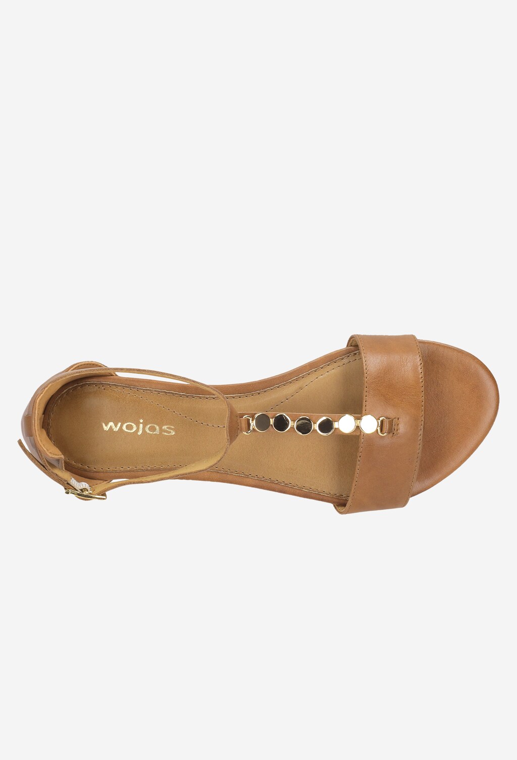 Jasnobrązowe sandały damskie ze złotym łańcuszkiem 8837-53 Widok 4