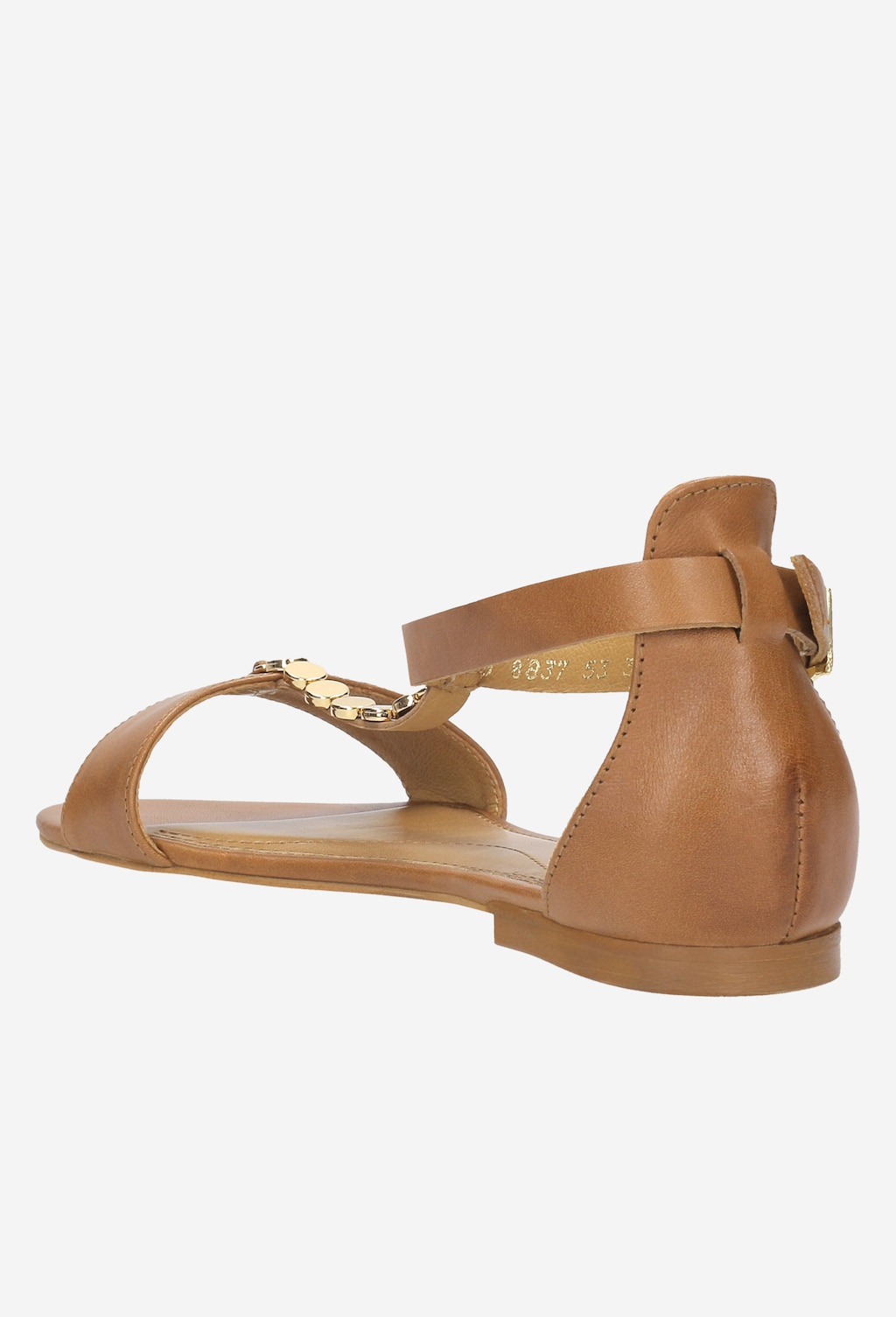 Jasnobrązowe sandały damskie ze złotym łańcuszkiem 8837-53 Widok 3