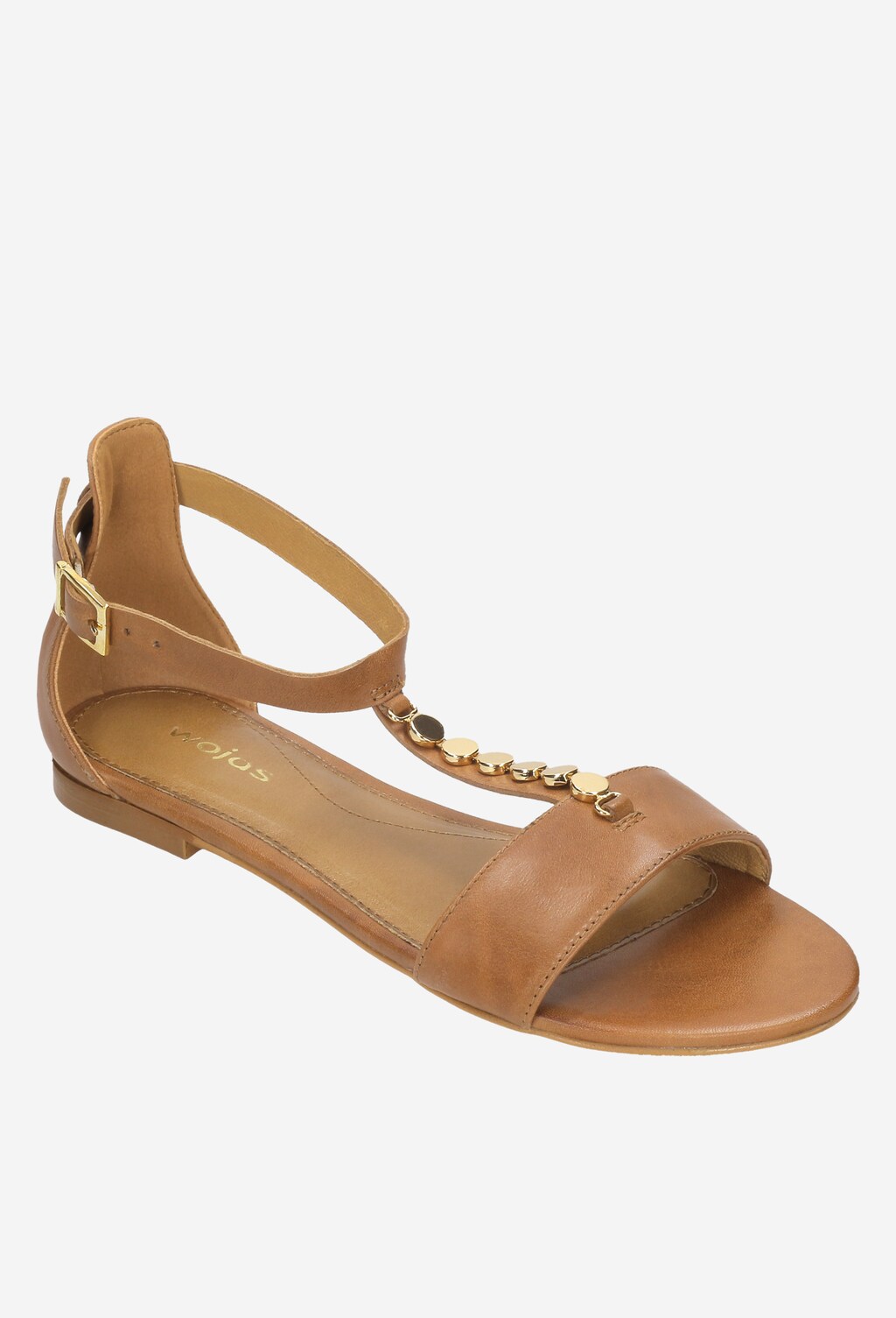 Jasnobrązowe sandały damskie ze złotym łańcuszkiem 8837-53 Widok 2