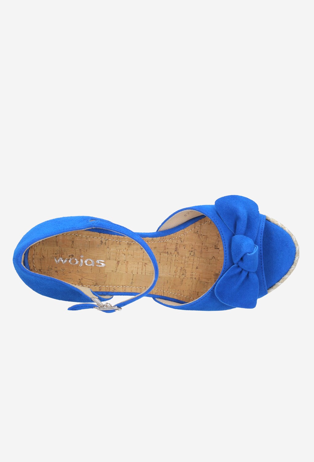 Niebieskie welurowe sandały damskie na koturnie 8790-66 Widok 4