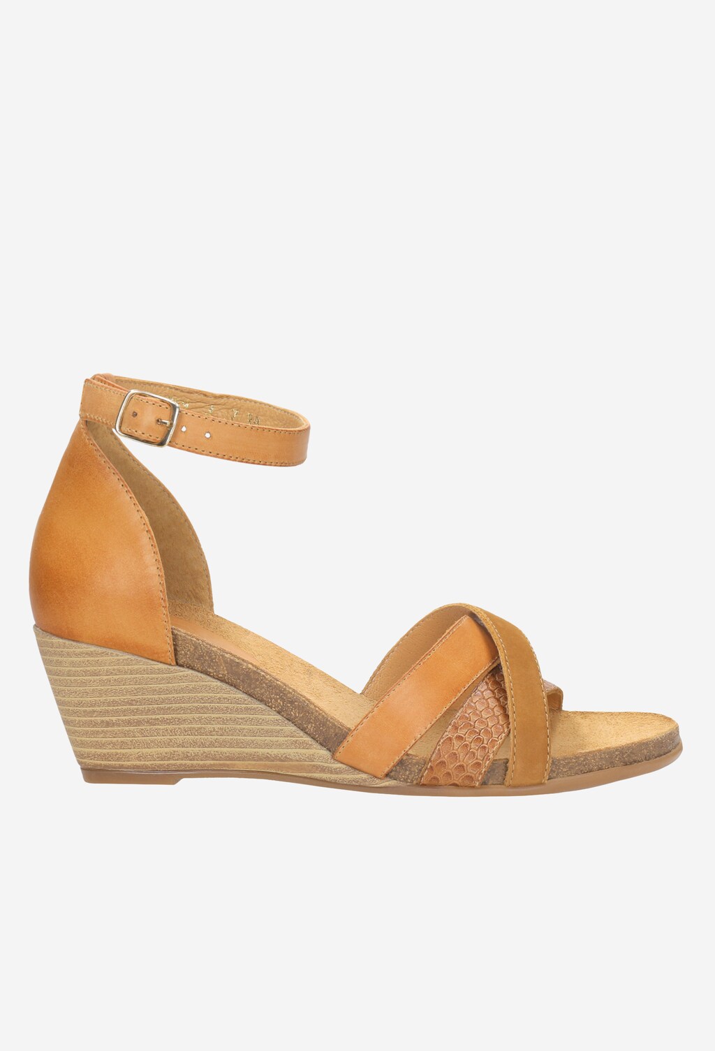Jasnobrązowe wygodne sandały damskie na klinie 8836-53 Widok 1