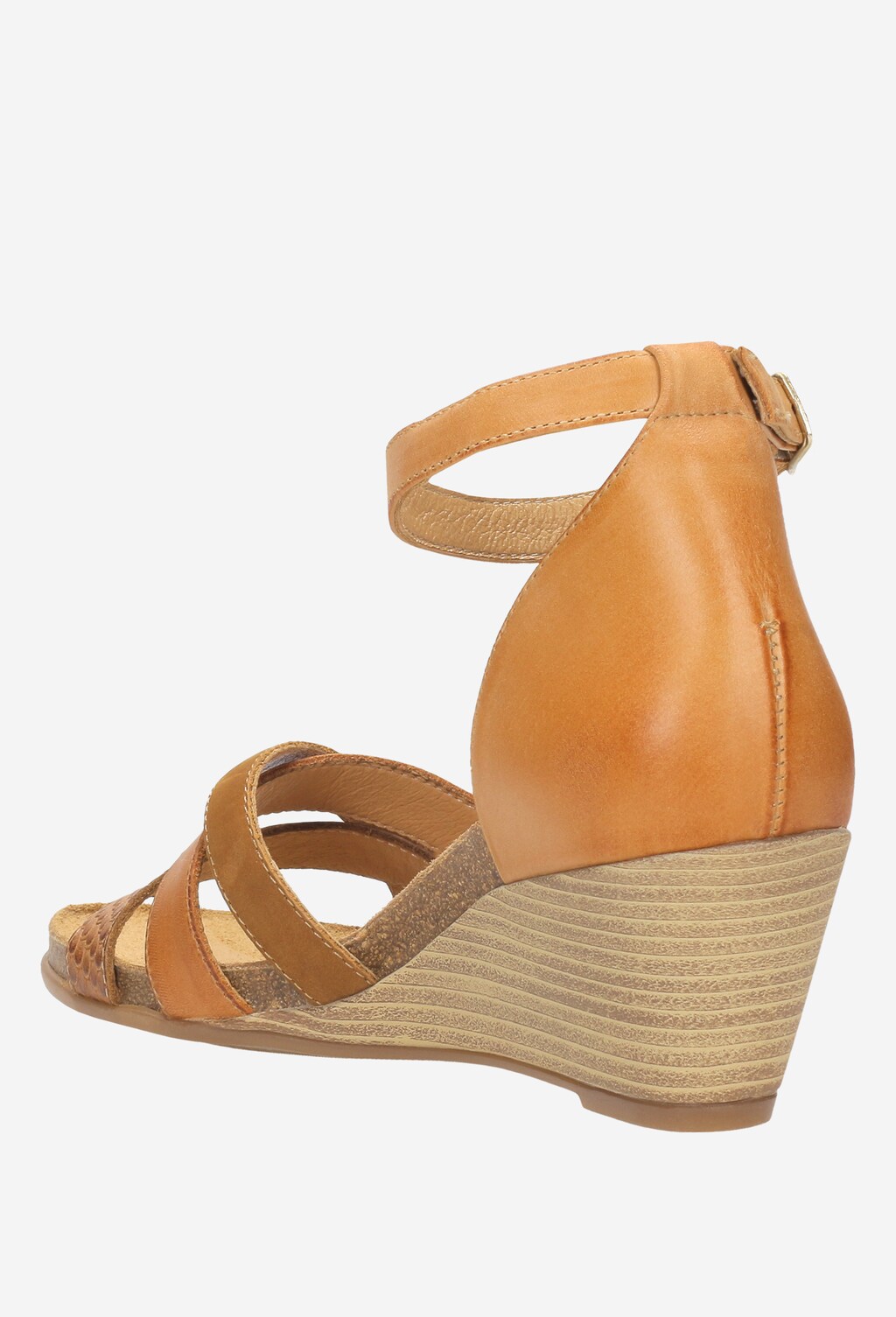 Jasnobrązowe wygodne sandały damskie na klinie 8836-53 Widok 3