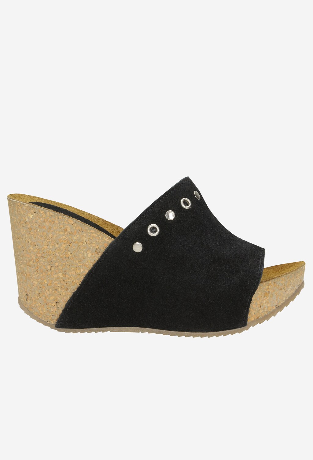 Czarne klapki damskie na koturnie ze srebrnymi nitami 8761-61 Widok 1