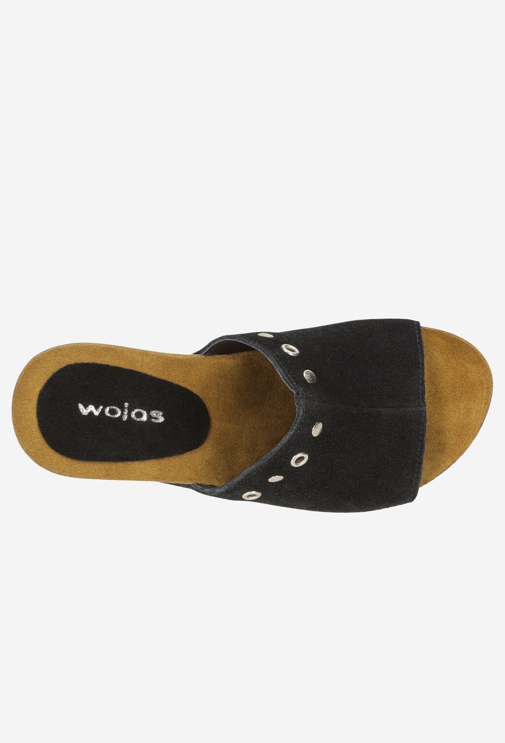 Czarne klapki damskie na koturnie ze srebrnymi nitami 8761-61 Widok 4