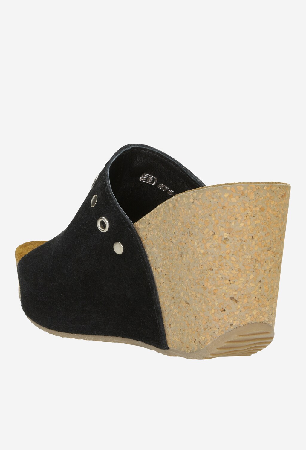 Czarne klapki damskie na koturnie ze srebrnymi nitami 8761-61 Widok 3