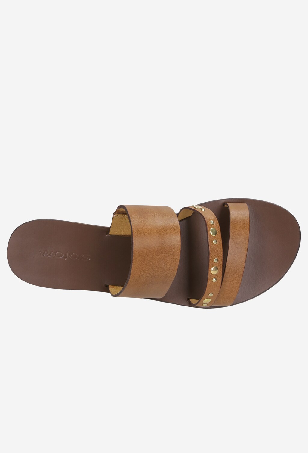 Jasnobrązowe klapki damskie z nitami  na pasku 8757-53 Widok 4