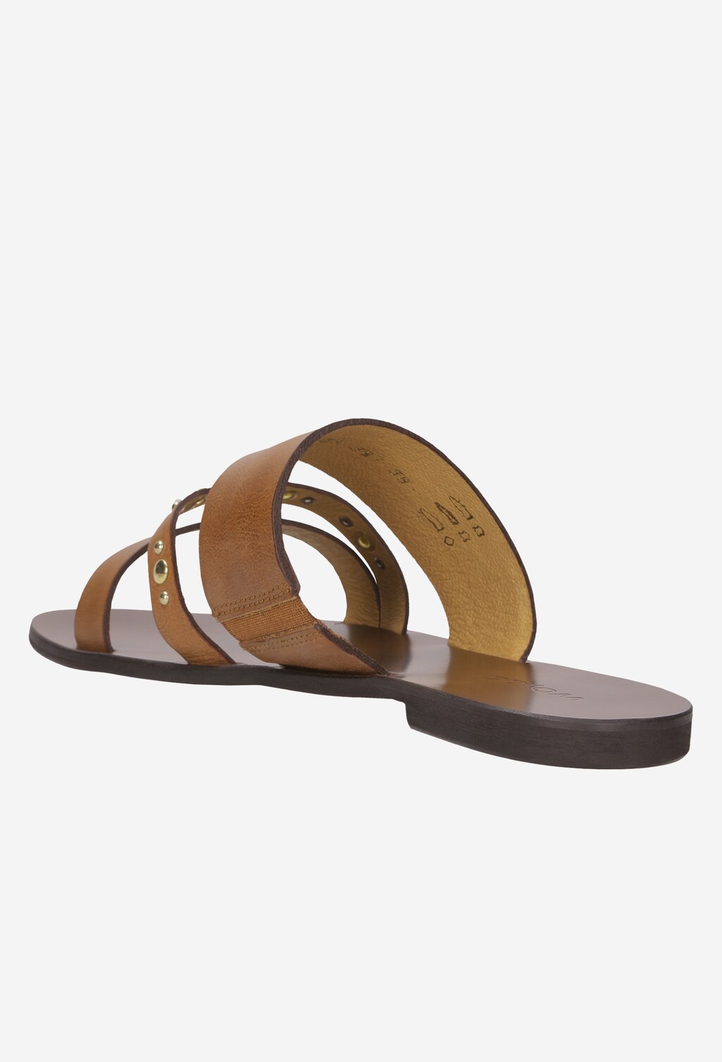 Jasnobrązowe klapki damskie z nitami  na pasku 8757-53 Widok 3