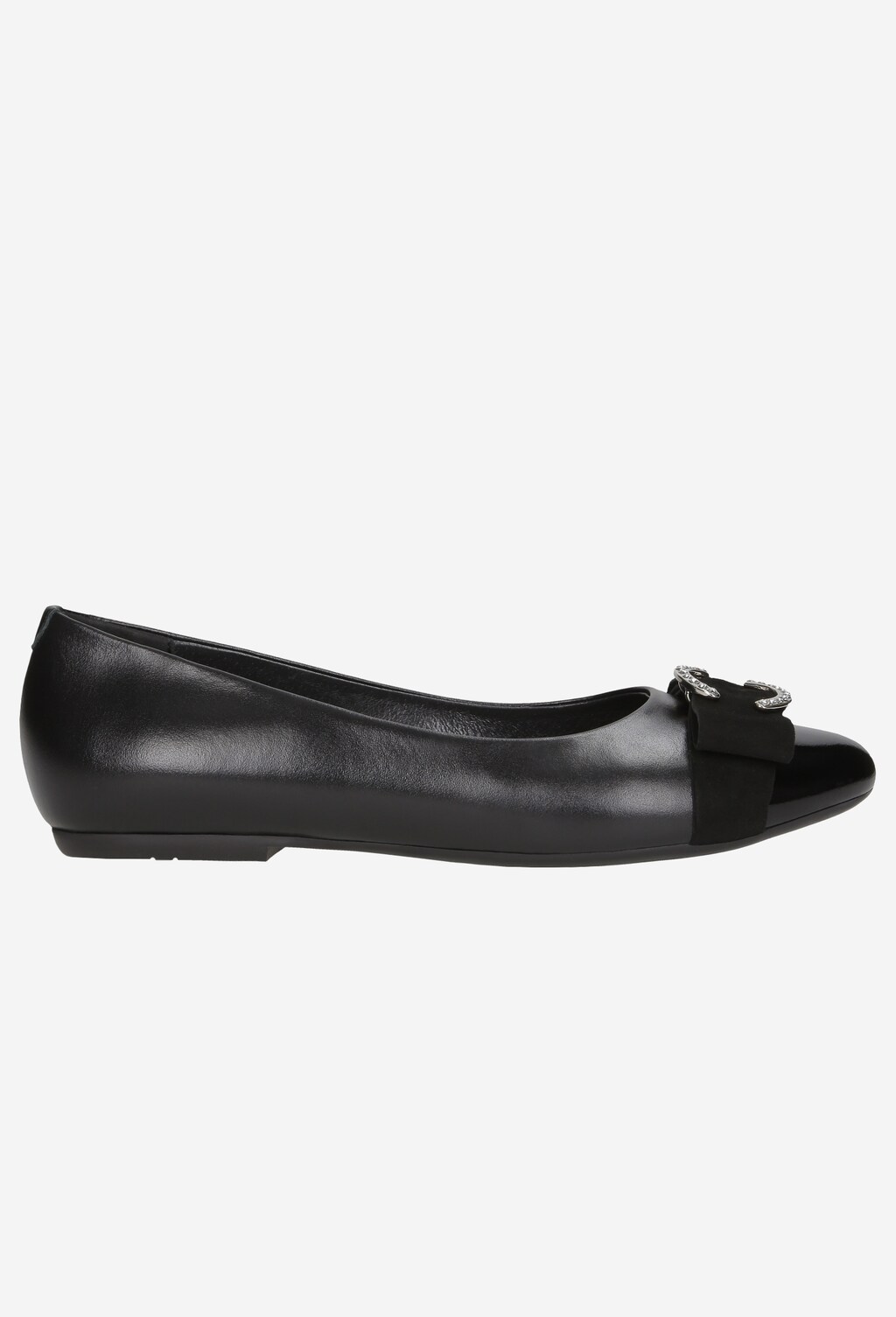Czarne baleriny damskie z ozdobną kokardą 8427-71 Widok 2