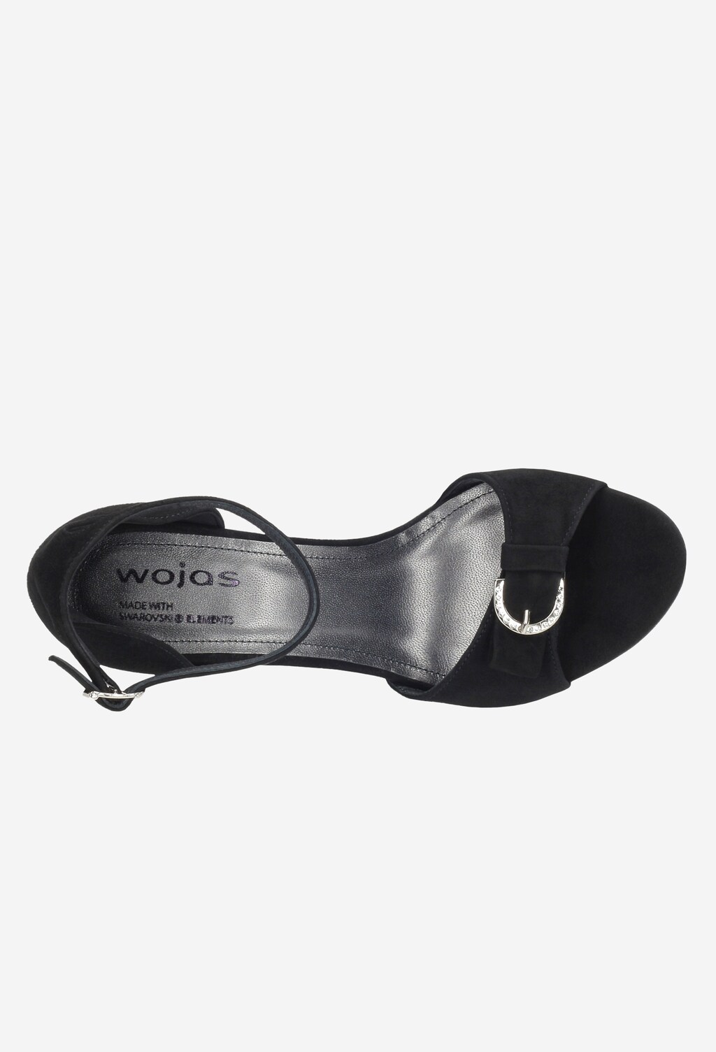 Czarne wieczorowe sandały damskie na szpilce z ozdobną klamerką 8809-61 Widok 4