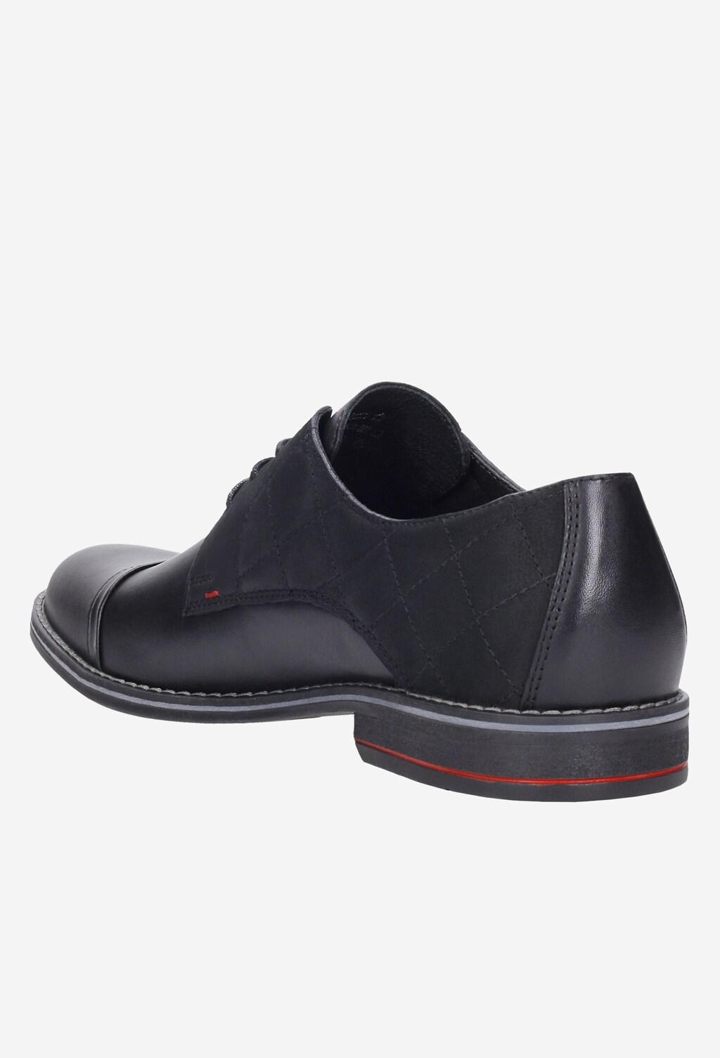 Czarne wizytowe półbuty męskie ze skóry naturalnej i nubuku z pikowaniem 8089-71 Widok 3