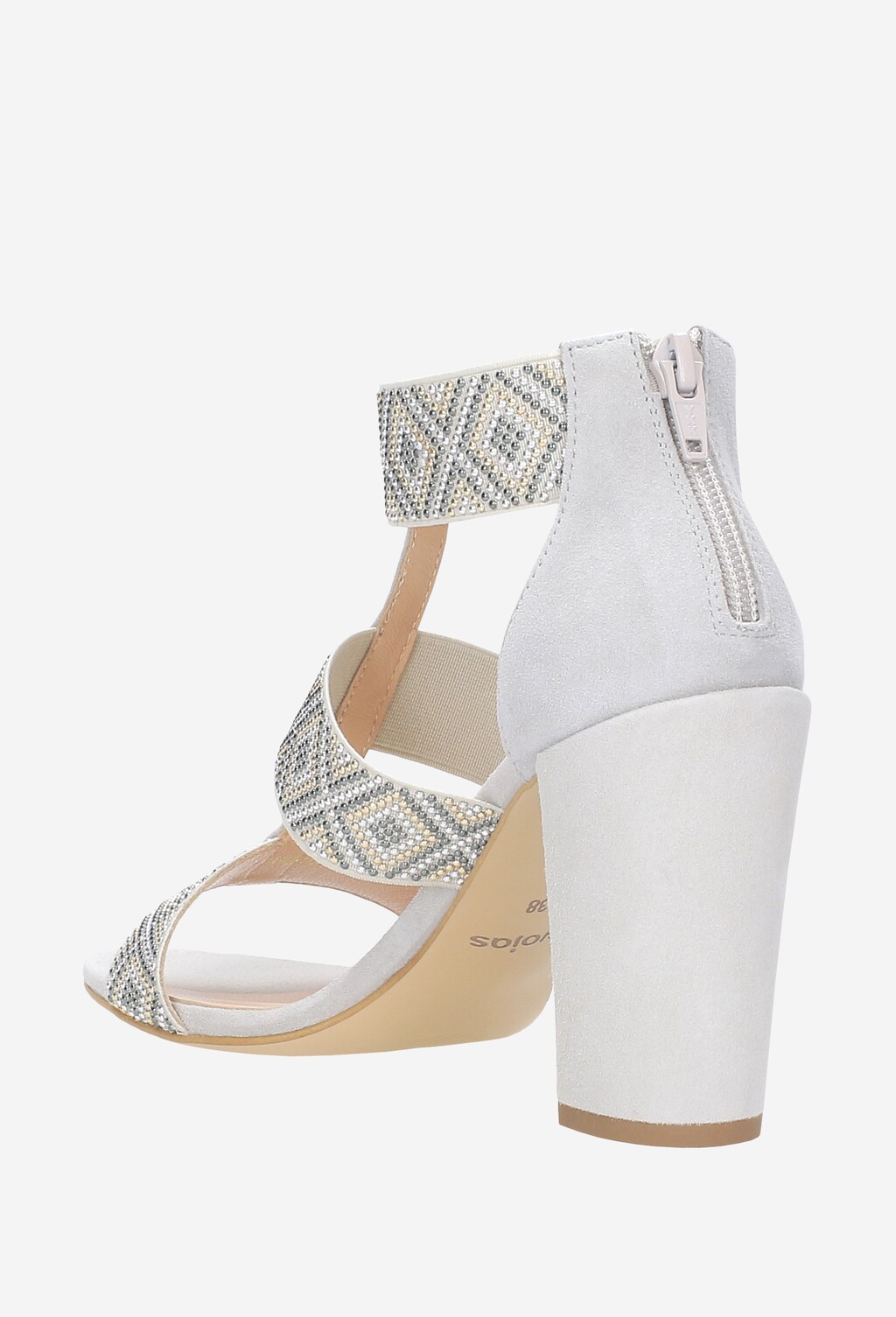 Popielate Sandały Damskie Z Ozdobnymi Wzorkami na Gumowych Paskach 8800-80 Widok 3