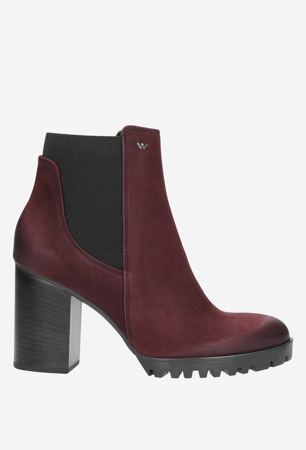 Členkové čižmy na opätku v trendy burgundy farbe 8594-25 Widok 1