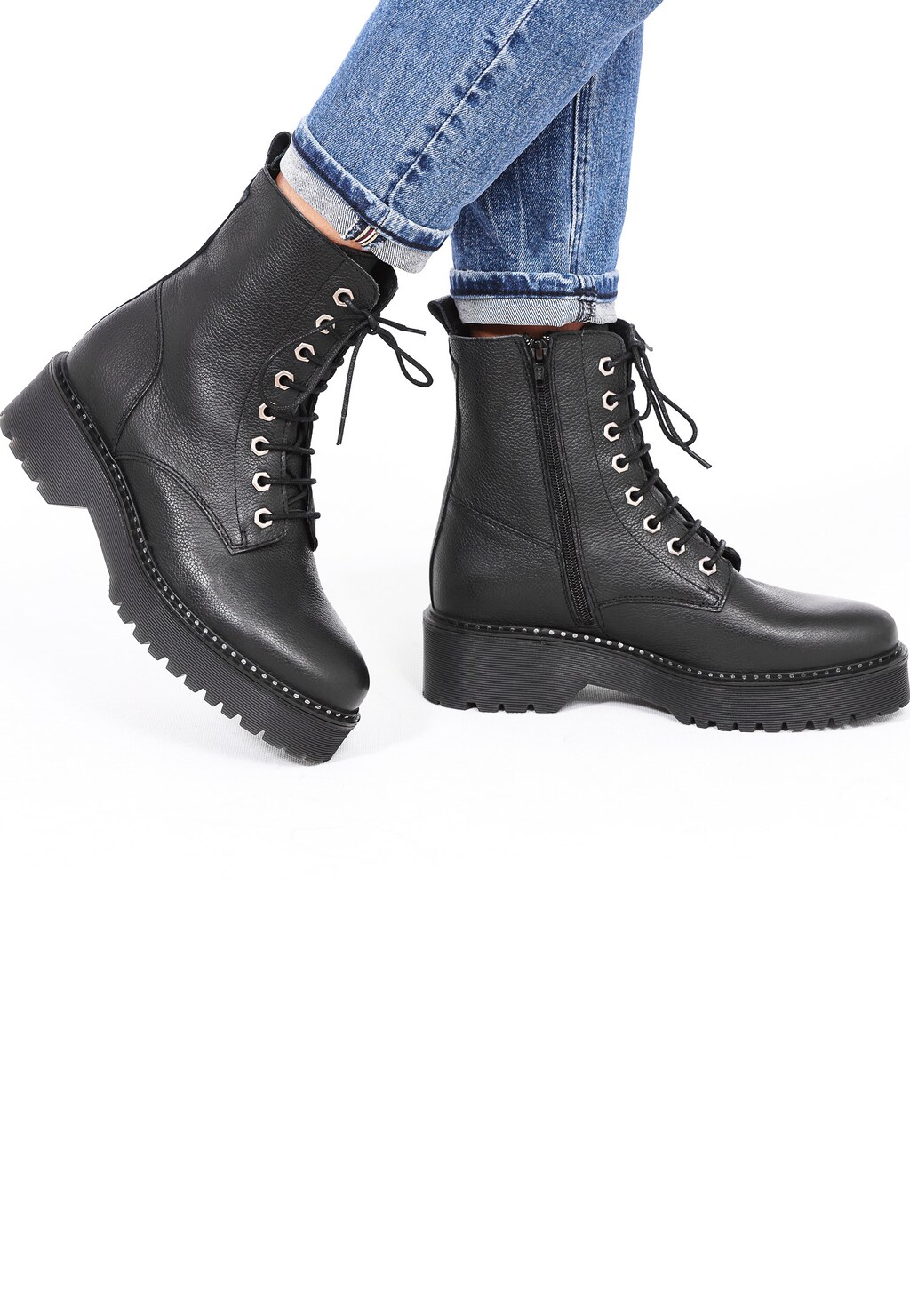 Czarne trzewiki damskie 8669-51 Widok 1