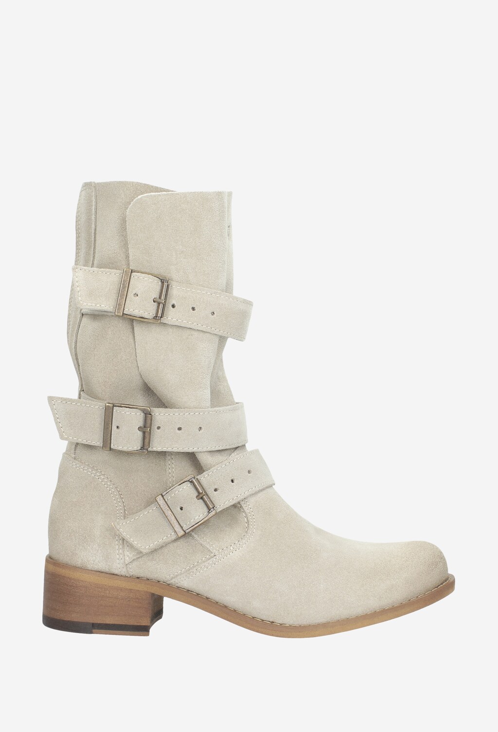 Dámske členkové čižmy z béžovej velúrovej kože 9510-64 Widok 1