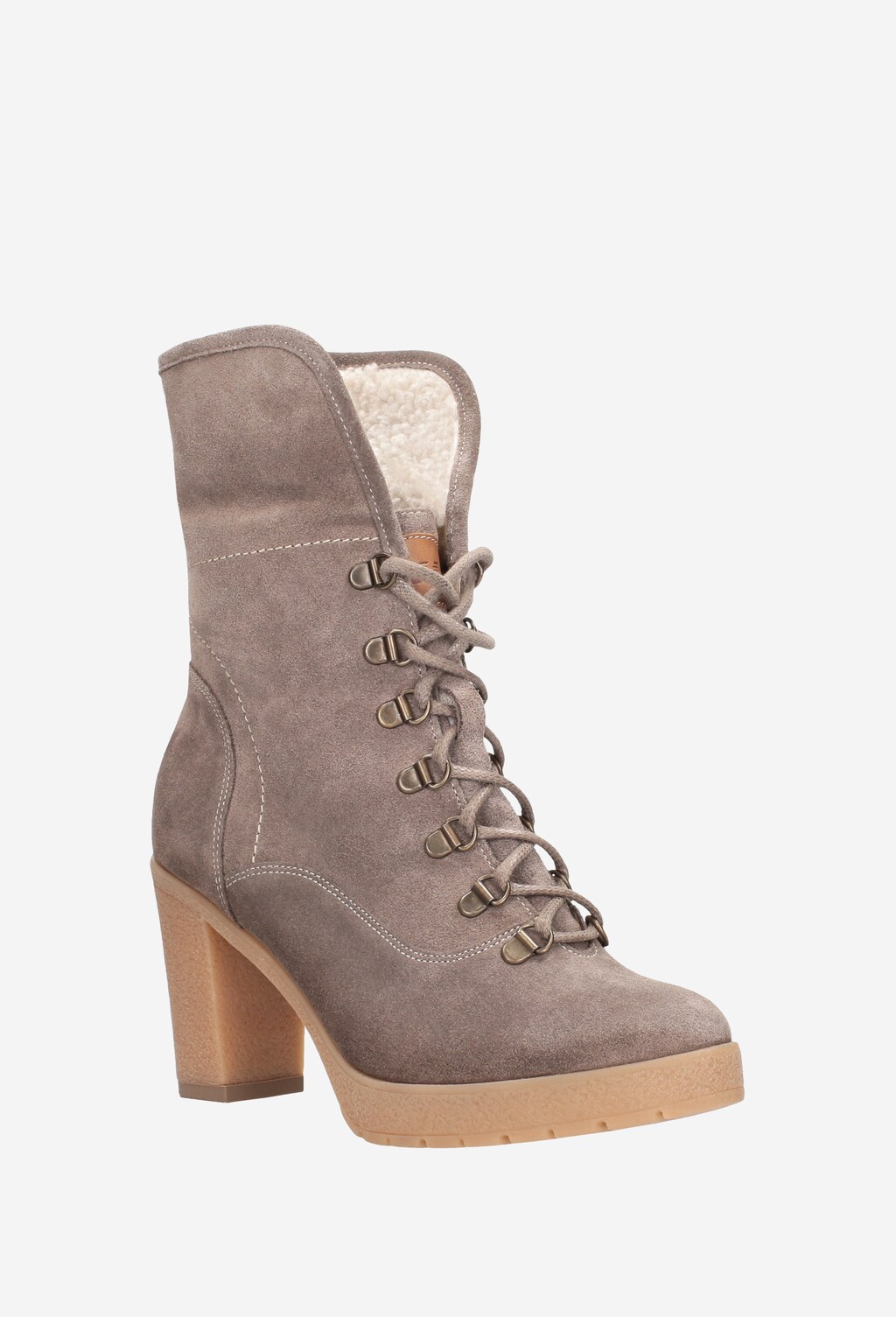 Beżowe trzewiki damskie 7686-64 Widok 3