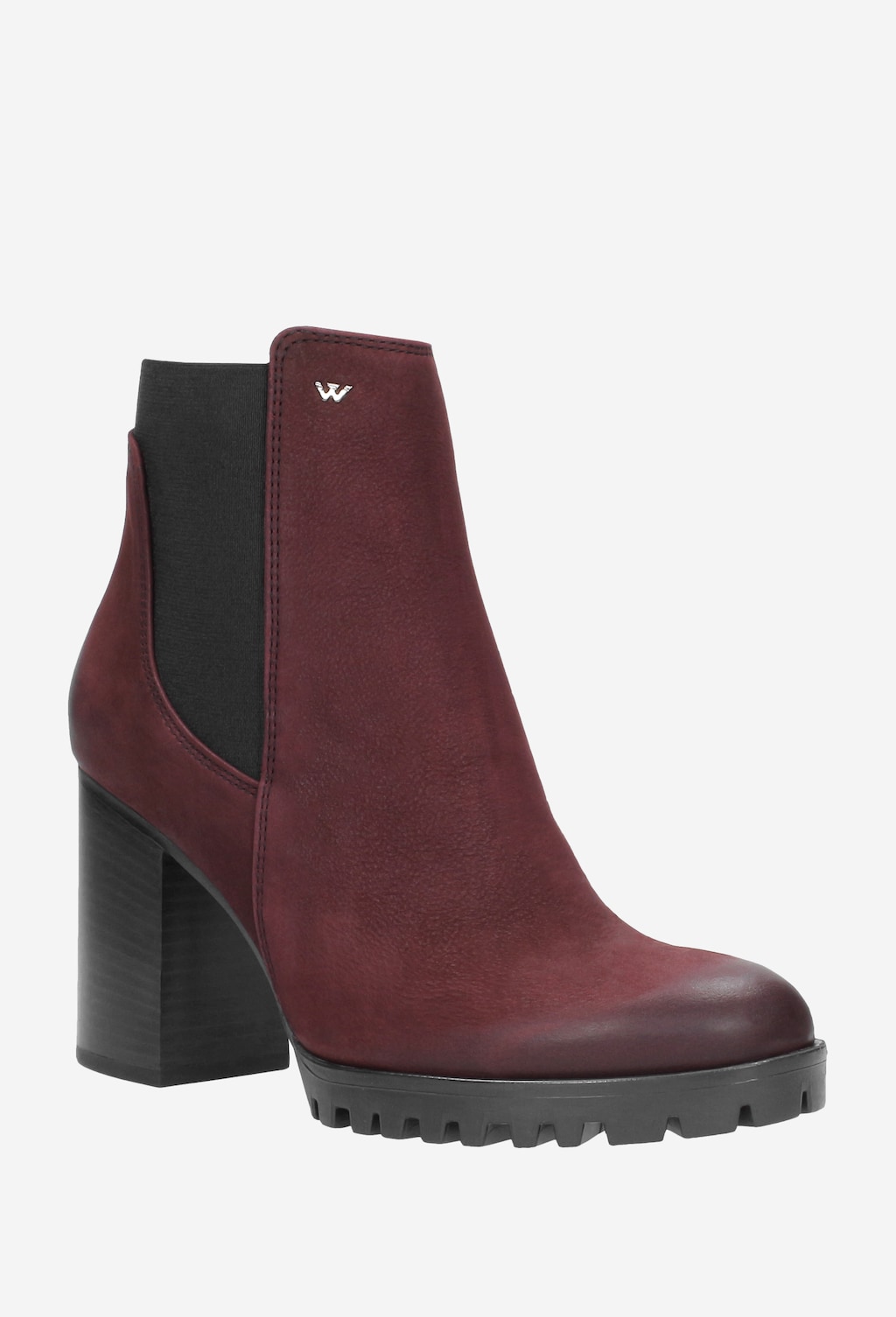 Členkové čižmy na opätku v trendy burgundy farbe 8594-25 Widok 2