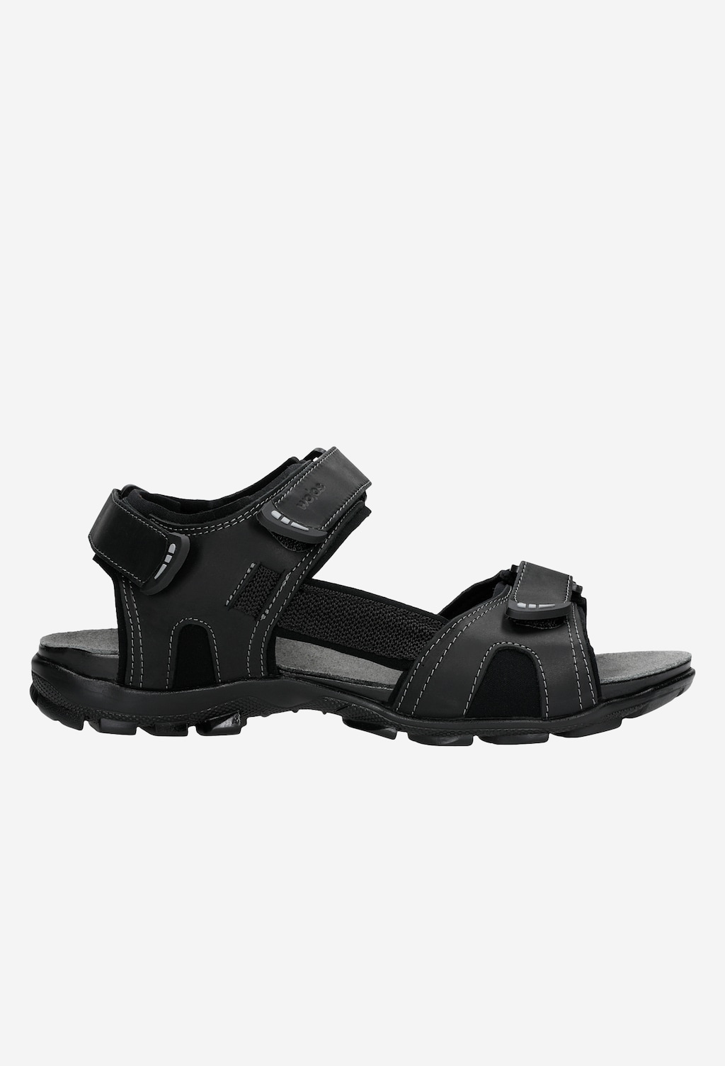 Czarne męskie sandały Wojas model 29006-91 z bocznymi rzepami, teksturowaną podeszwą oraz wygodnymi paskami na przodzie i pięcie, idealne na letnie dni.