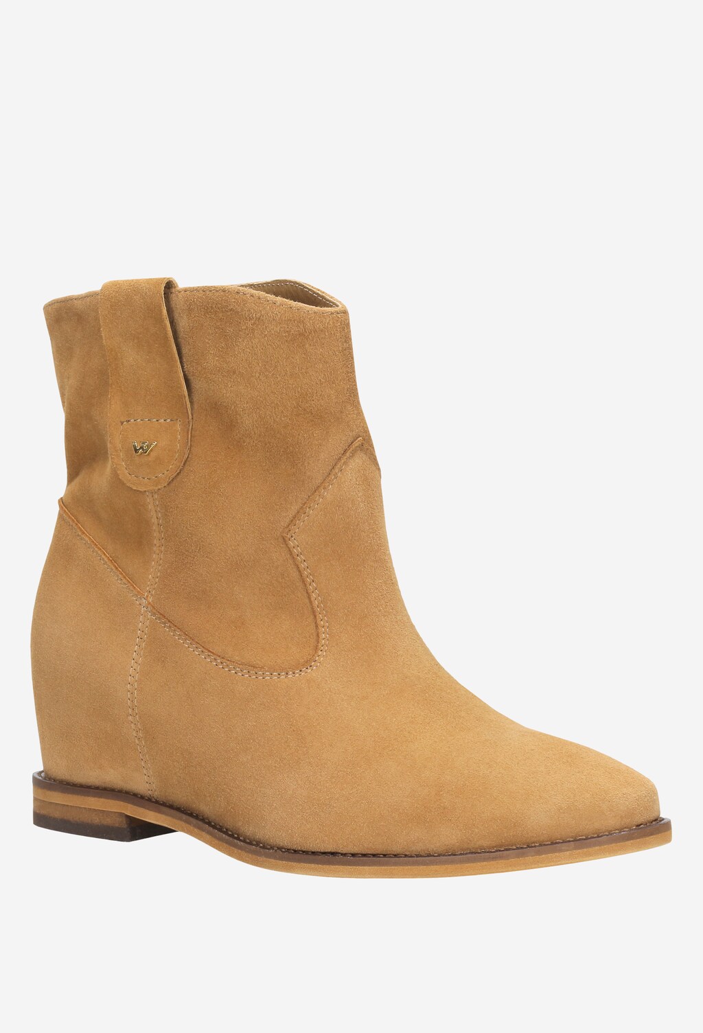 Jasnobrązowe botki damskie na ukrytej koturnie 9521-63 Widok 3