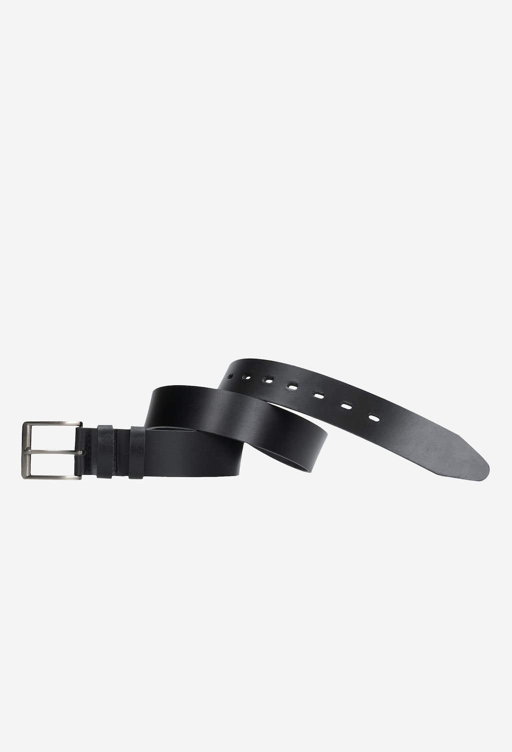 Elegancki czarny pasek męski Wojas model 9963-51 wykonany ze skóry naturalnej z metalową klamrą, widoczne dziurki regulacyjne na jednym końcu.