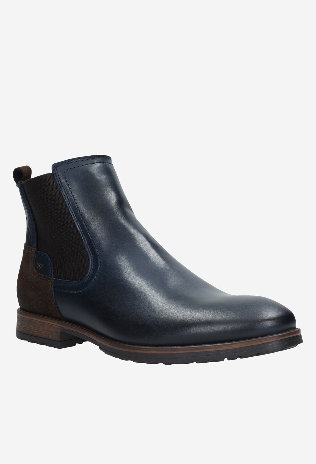 Štýlové tmavomodré pánske čižmy z lícovej a velúrovej kože 9133-76 Widok 2