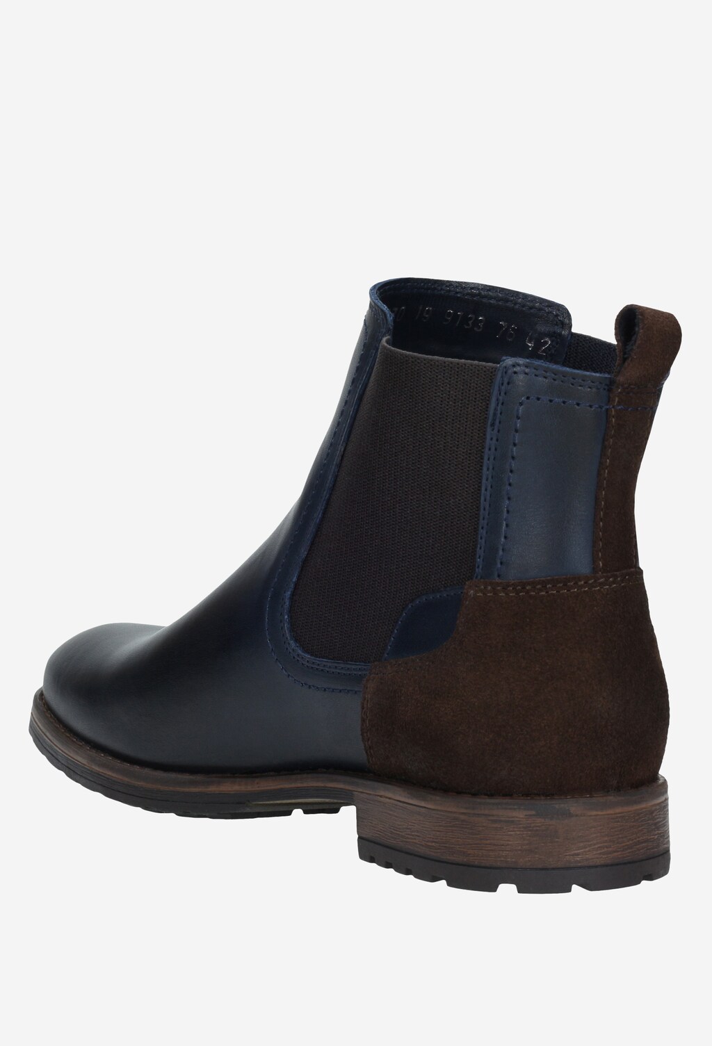Štýlové tmavomodré pánske čižmy z lícovej a velúrovej kože 9133-76 Widok 3